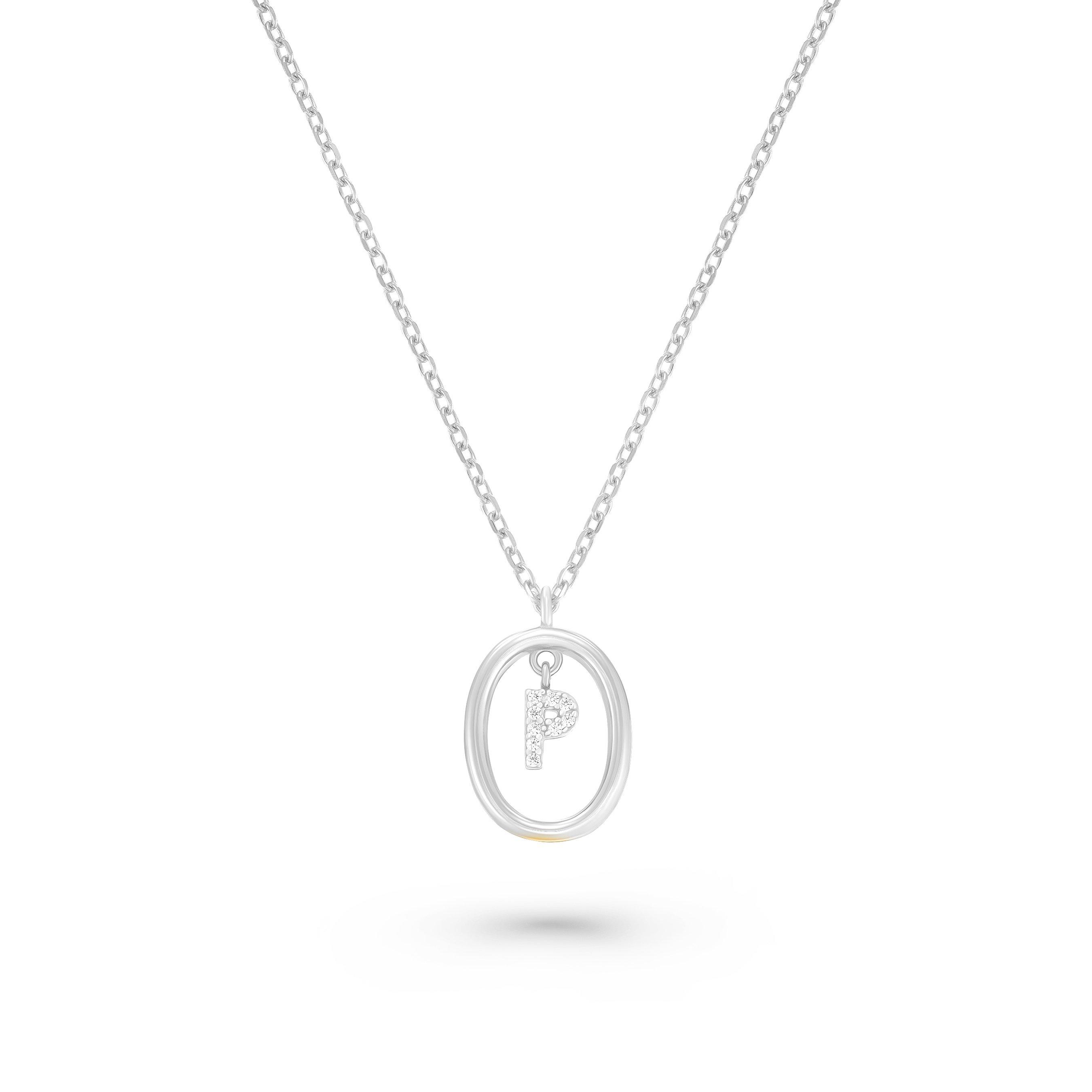 Beaverbrooks Silver Cubic Zirconia Initial P Pendant