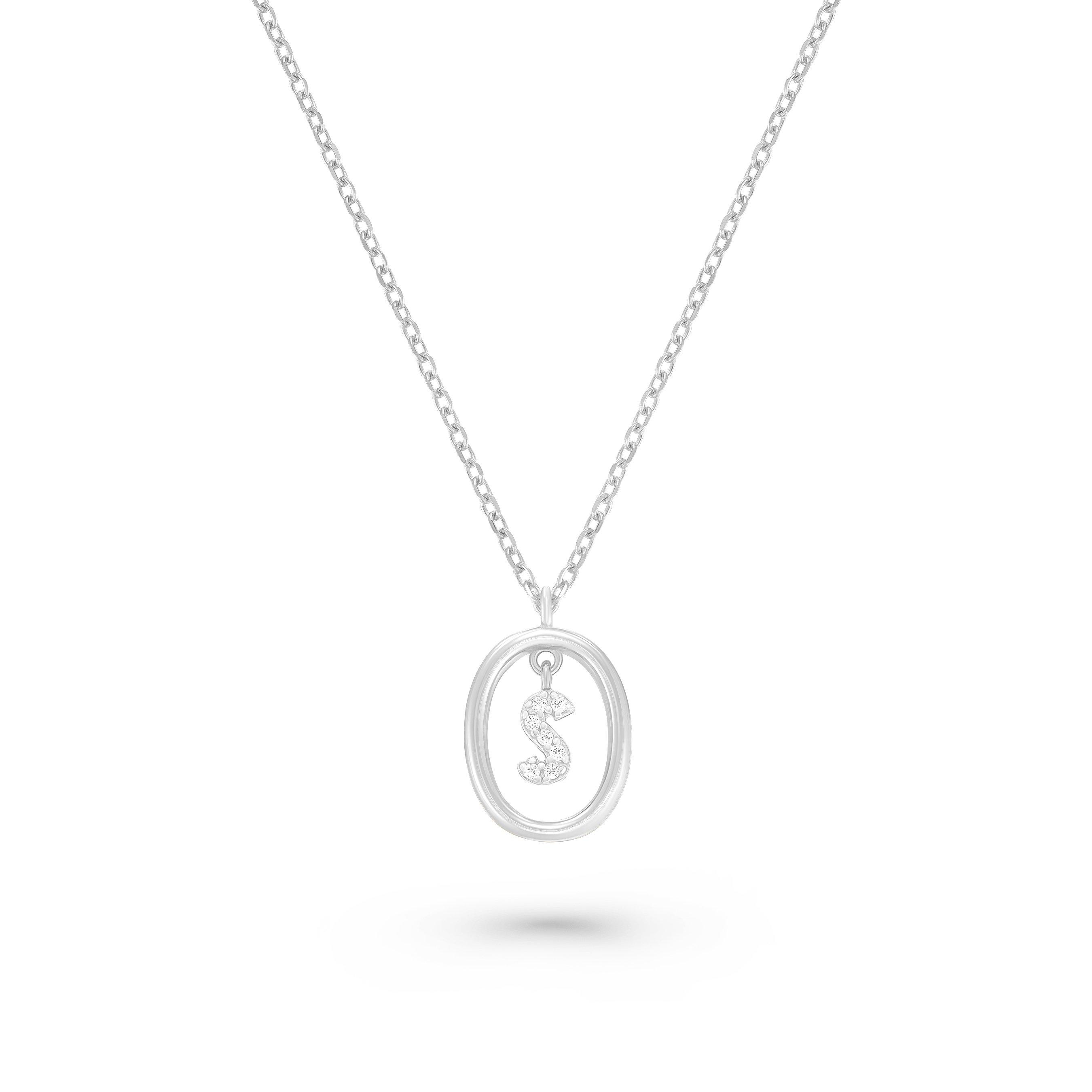 Beaverbrooks Silver Cubic Zirconia Initial S Pendant