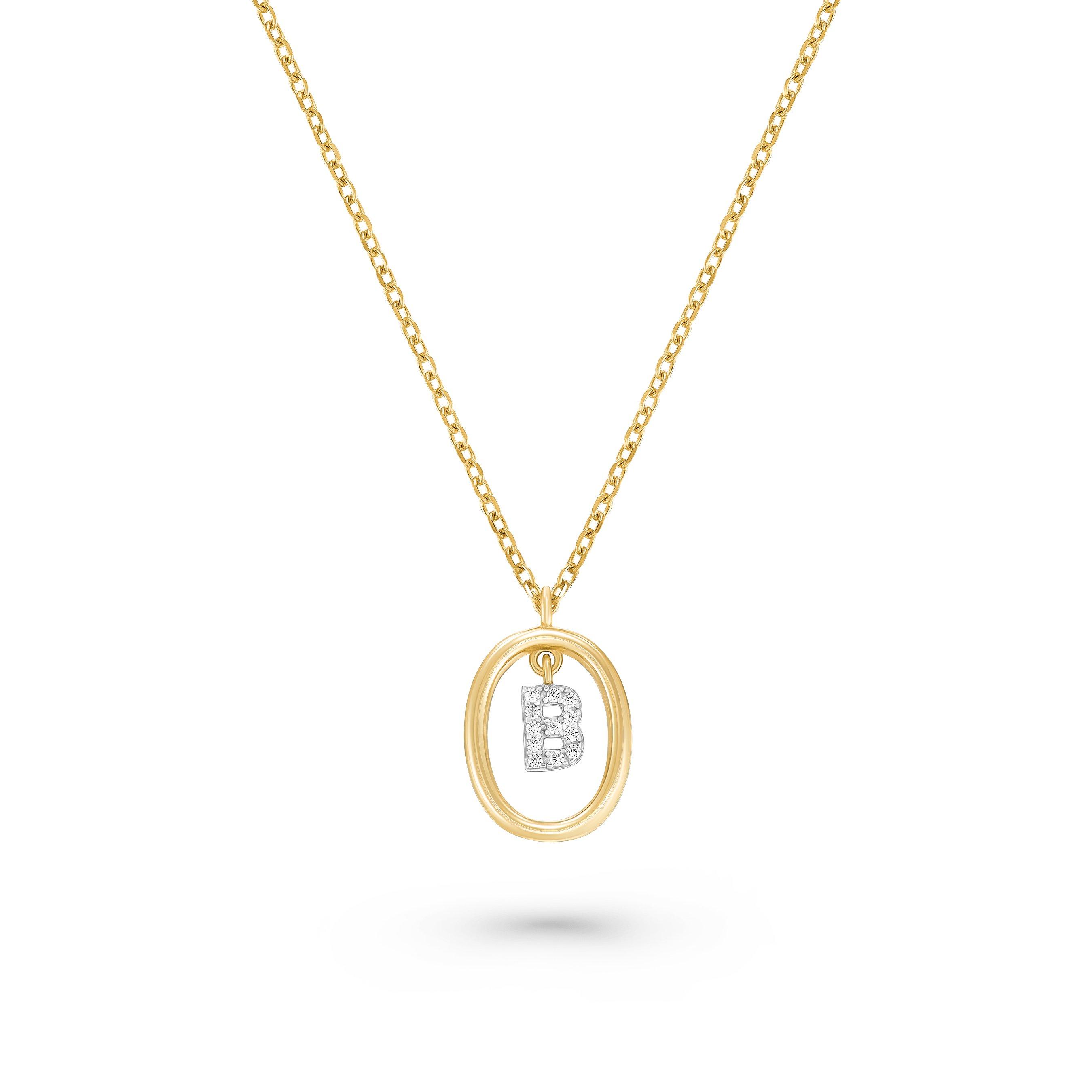 Beaverbrooks Yellow Gold Plated Cubic Zirconia Initial B Pendant