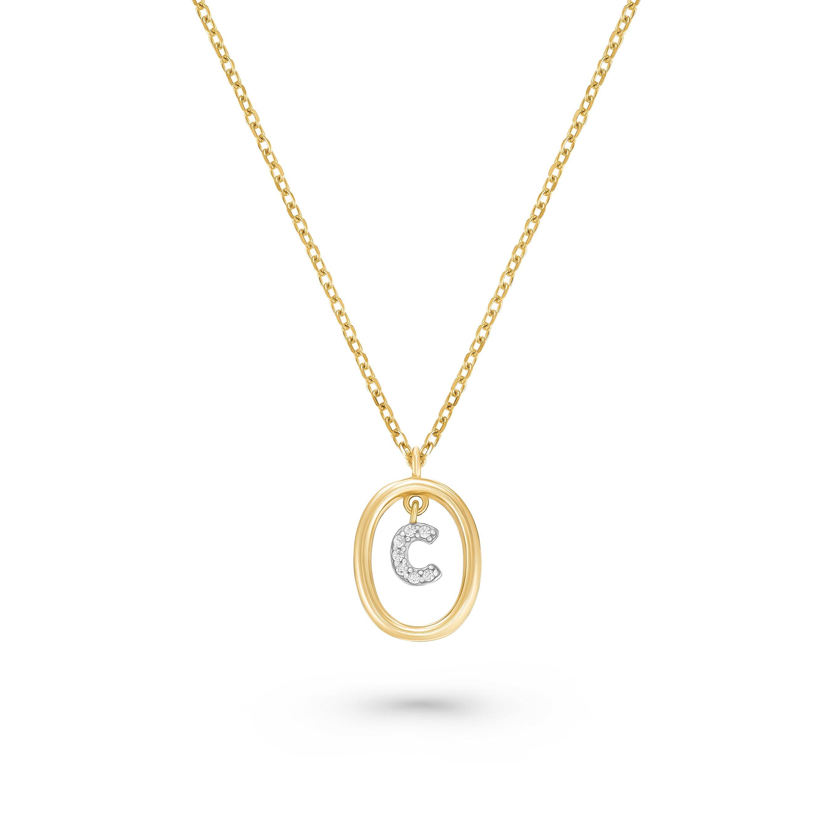 Beaverbrooks Yellow Gold Plated Cubic Zirconia Initial C Pendant