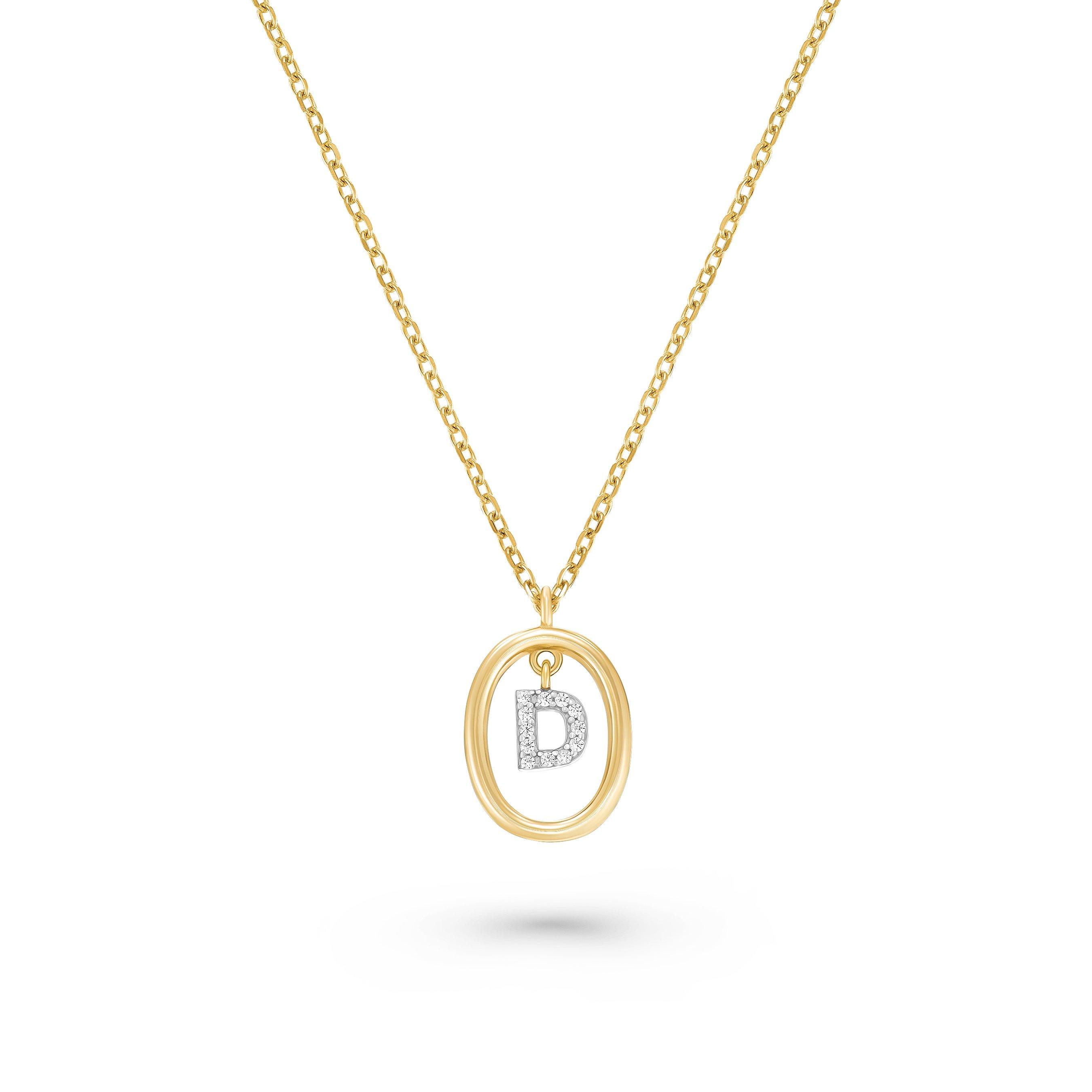 Beaverbrooks Yellow Gold Plated Cubic Zirconia Initial D Pendant