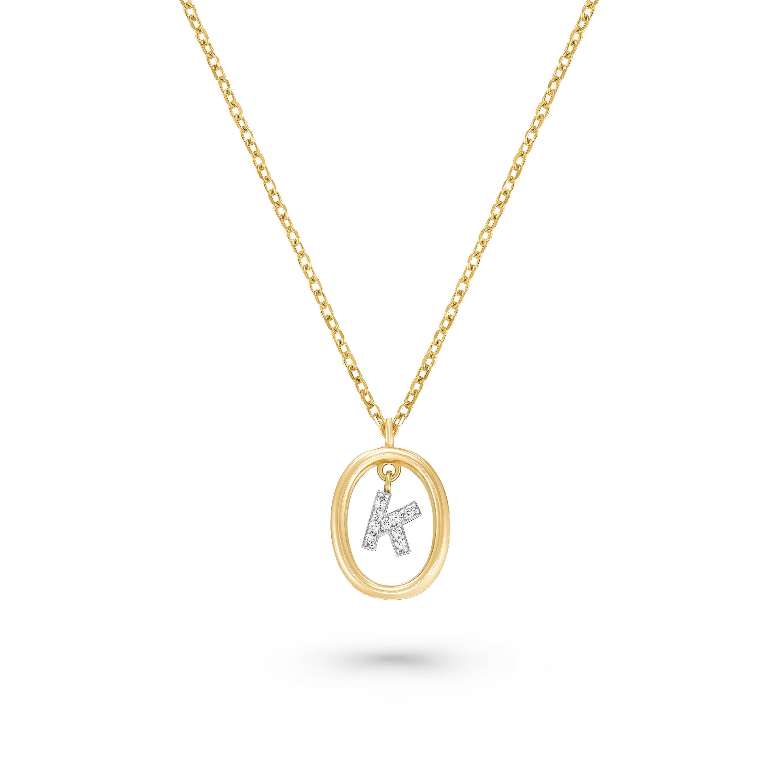 Beaverbrooks Yellow Gold Plated Cubic Zirconia Initial K Pendant