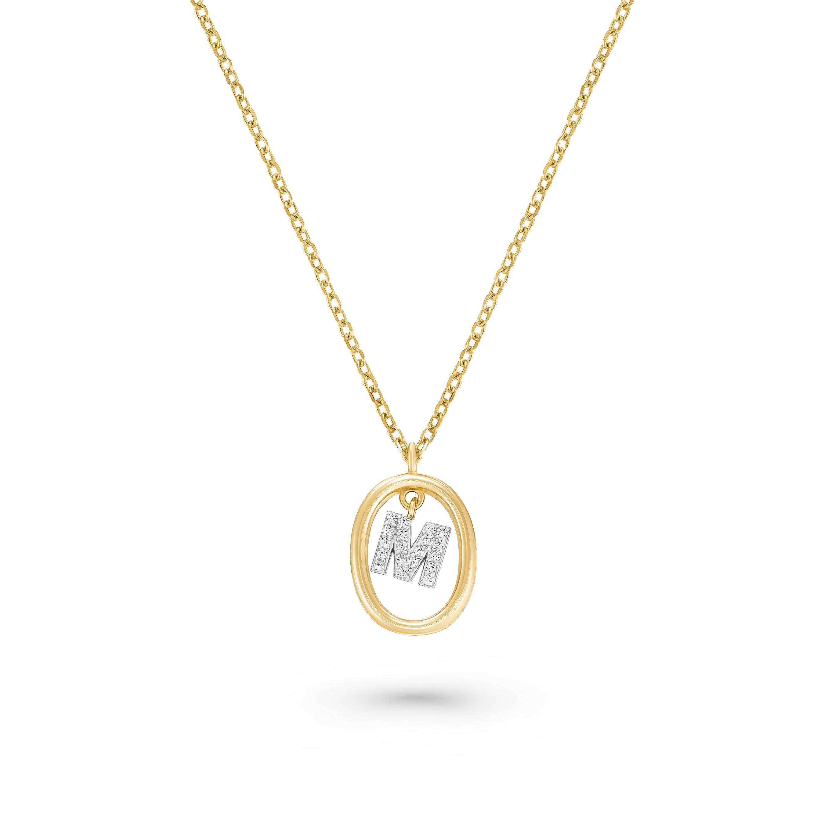 Beaverbrooks Yellow Gold Plated Cubic Zirconia Initial M Pendant