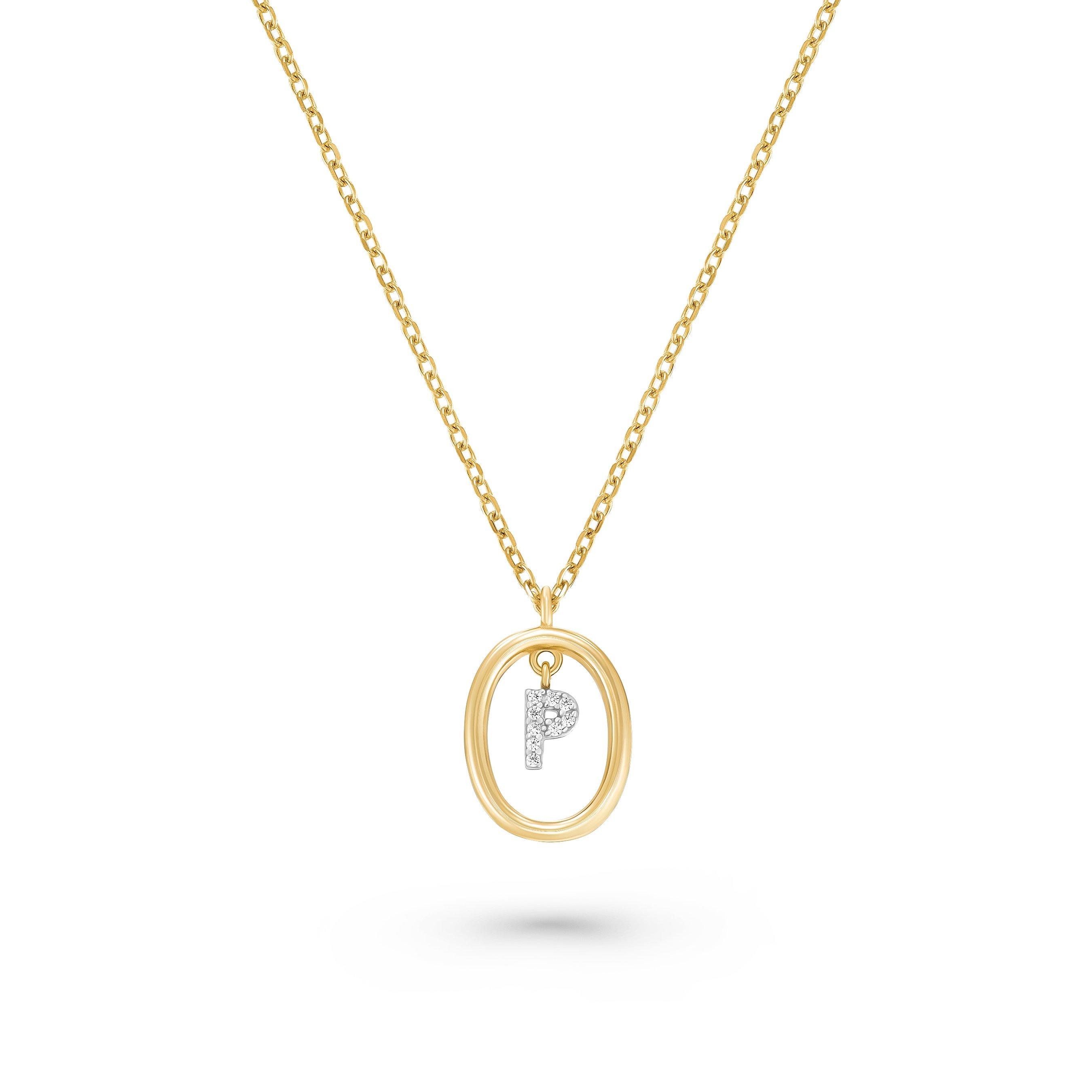 Beaverbrooks Yellow Gold Plated Cubic Zirconia Initial P Pendant