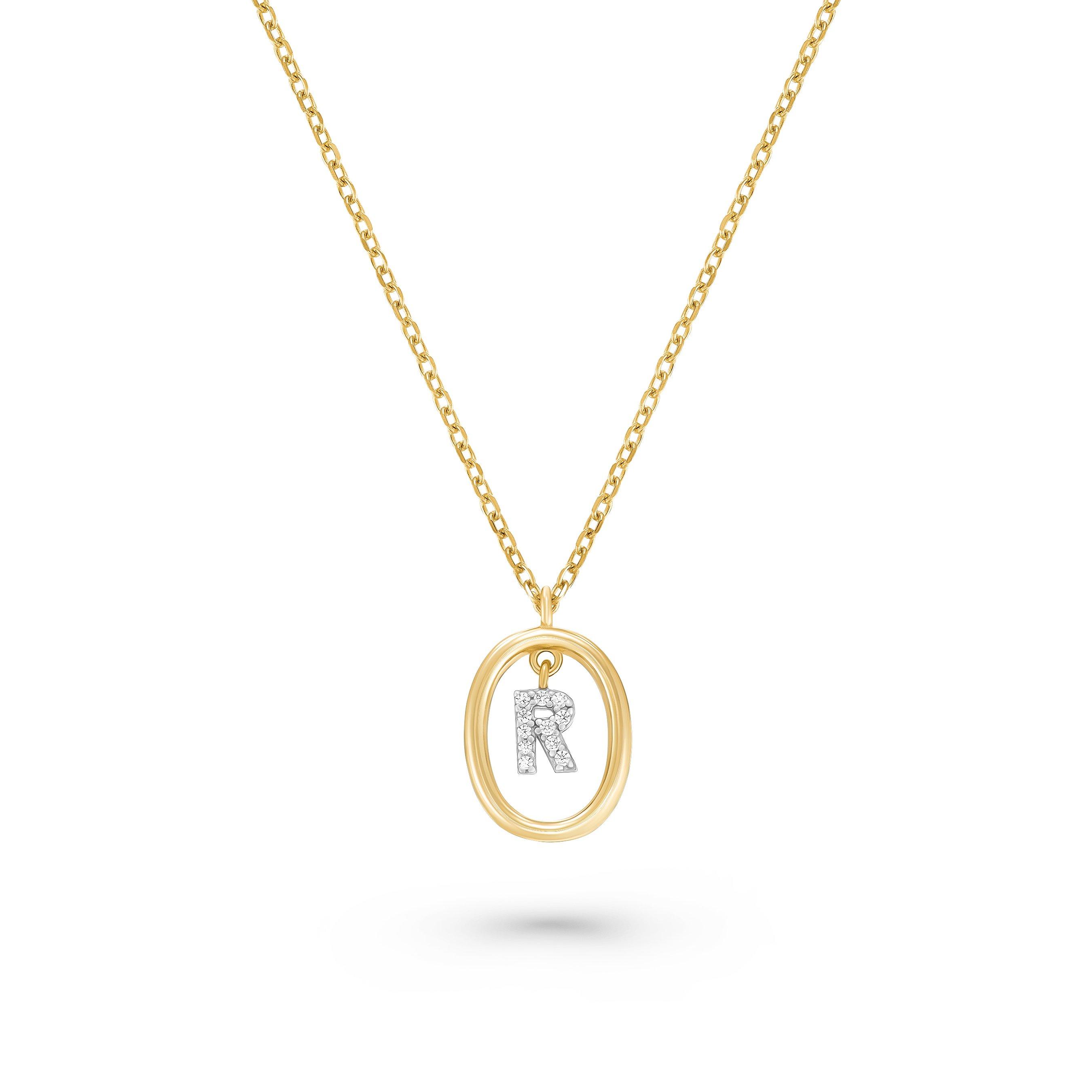 Beaverbrooks Yellow Gold Plated Cubic Zirconia Initial R Pendant
