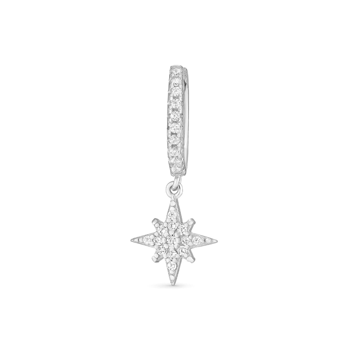 Beaverbrooks Silver Cubic Zirconia Celestial Star Single Drop Earring ...