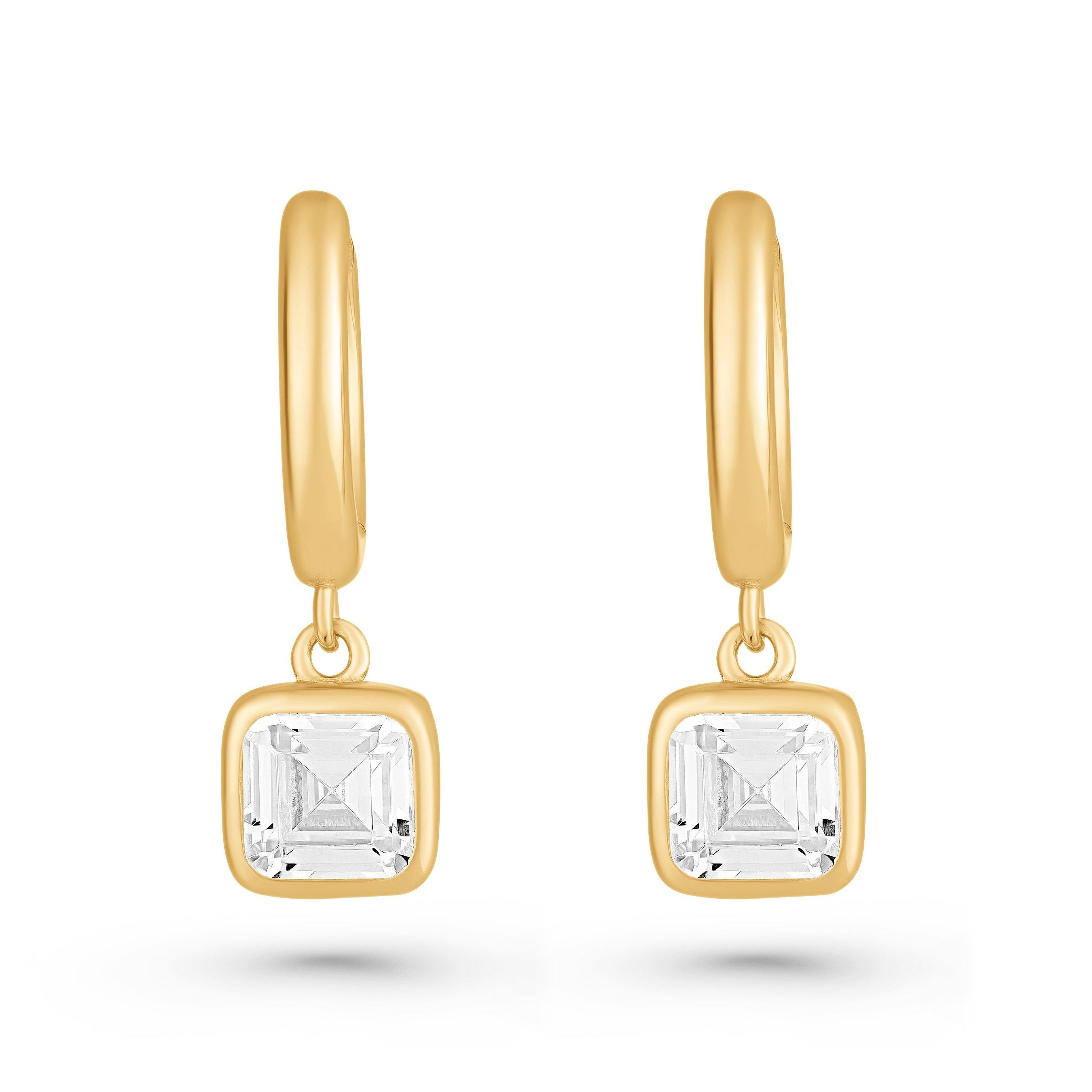 Beaverbrooks Yellow Gold Plated Cubic Zirconia Huggie Hoop Earrings