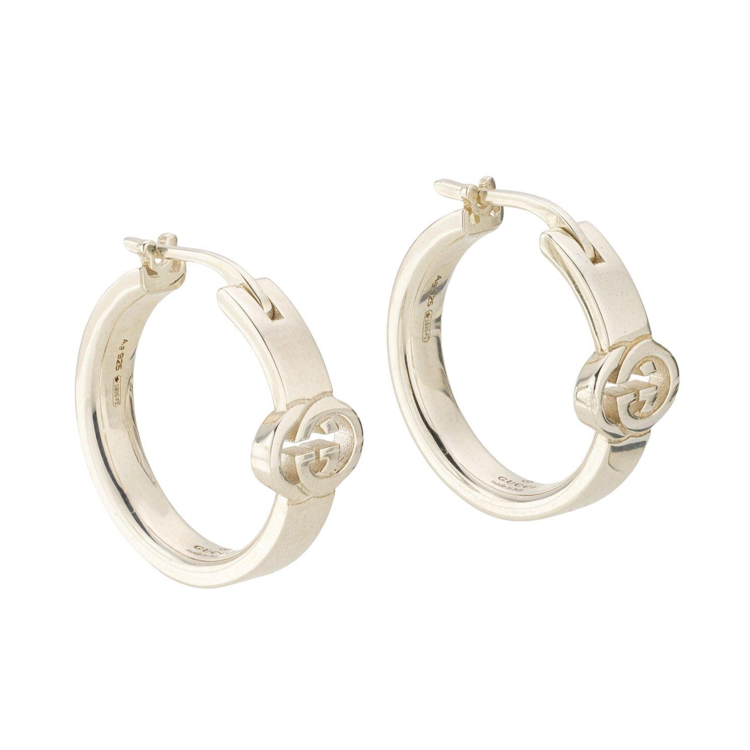 Gucci Interlocking Silver Hoop Earrings