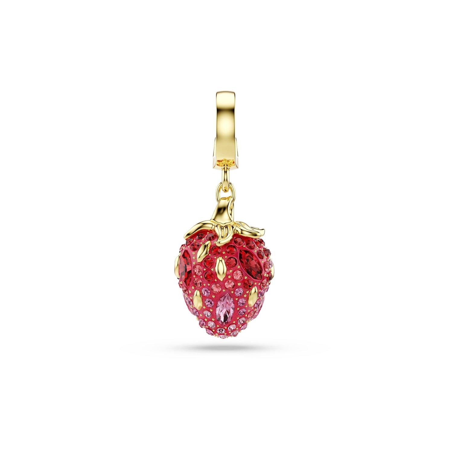 Swarovski Yellow Gold Tone Crystal Strawberry Charm