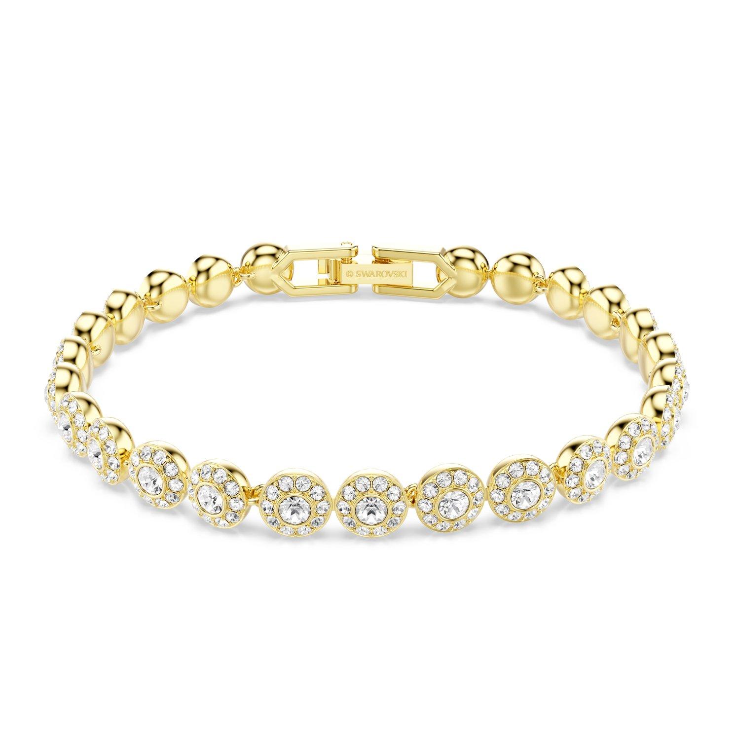 Swarovski Una Yellow Gold Tone Crystal Halo Bracelet