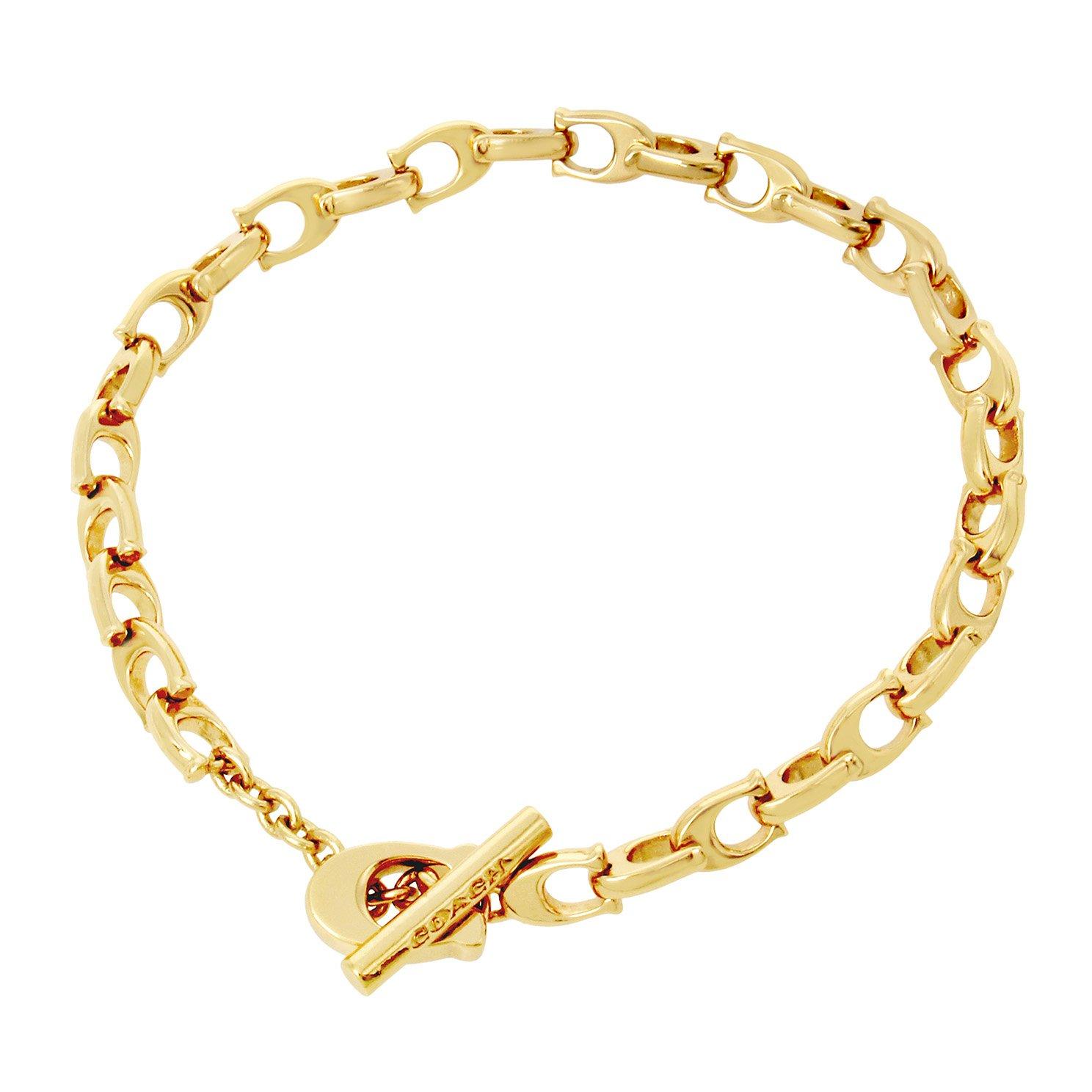 Coach Signature C Yellow Gold Tone Chain Link Bracelet