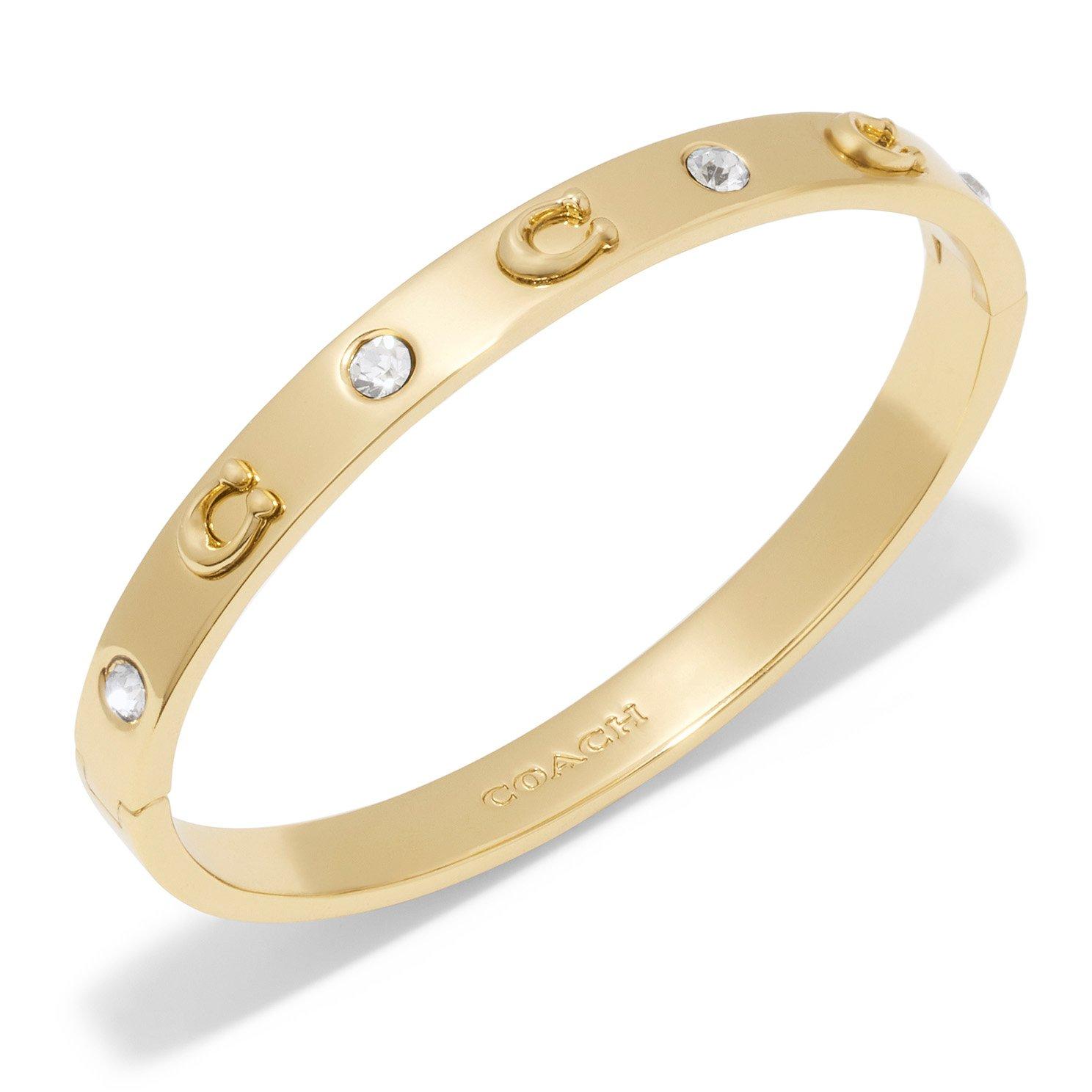 Coach Signature C Yellow Gold Tone Cubic Zirconia Bangle