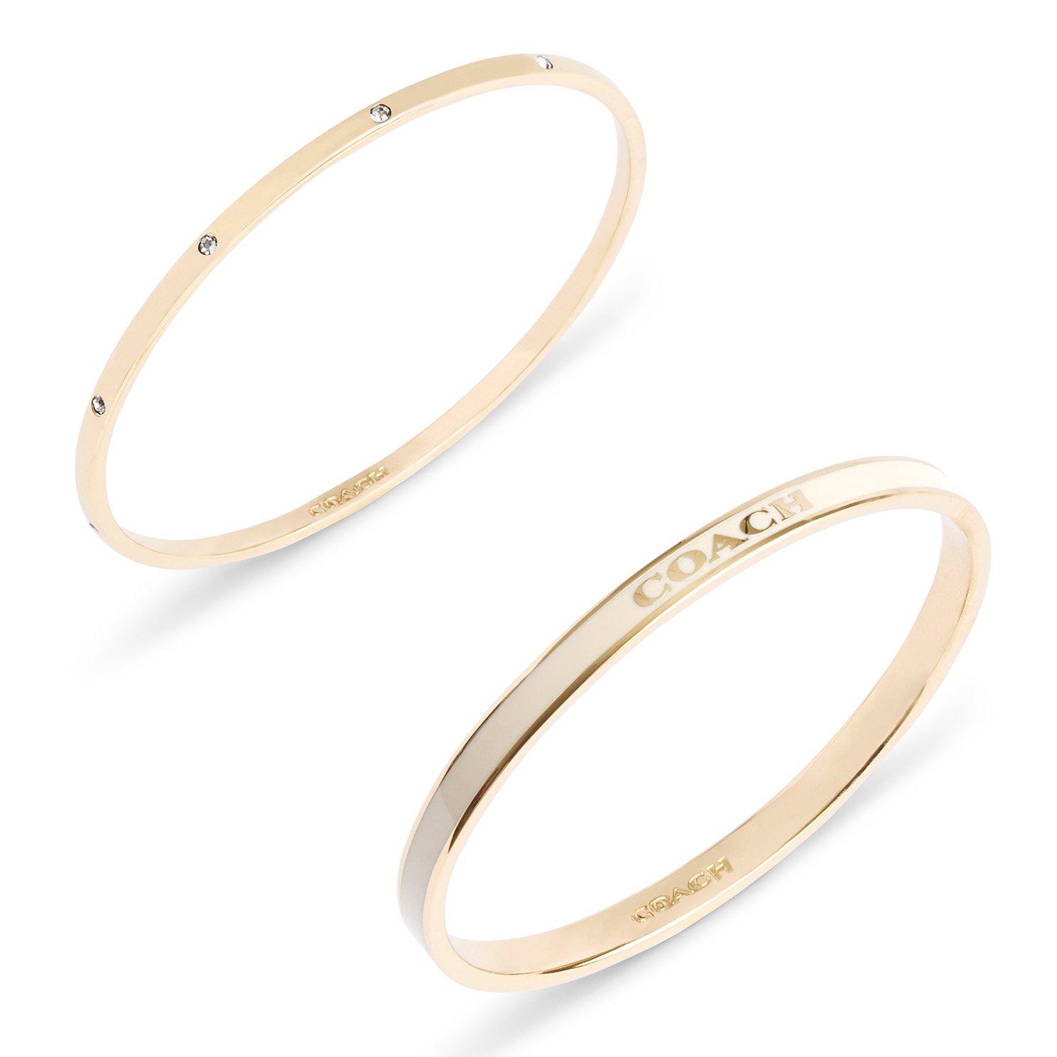 Coach Timeless Bangles Yellow Gold Tone Cubic Zirconia Bangle Set