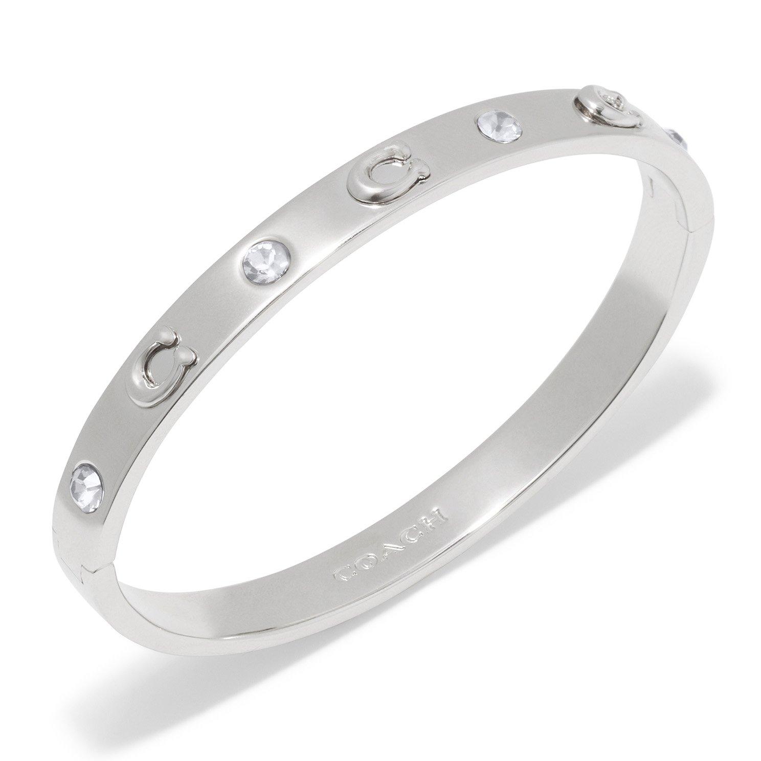 Coach Signature C Silver Cubic Zirconia Bangle