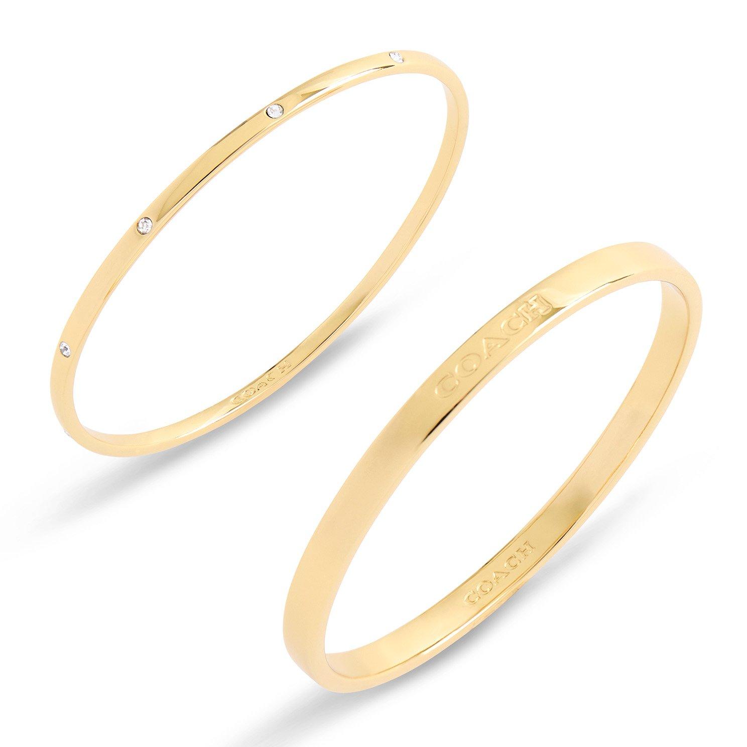 Coach Timeless Bangles Yellow Gold Tone Cubic Zirconia Bangle Set