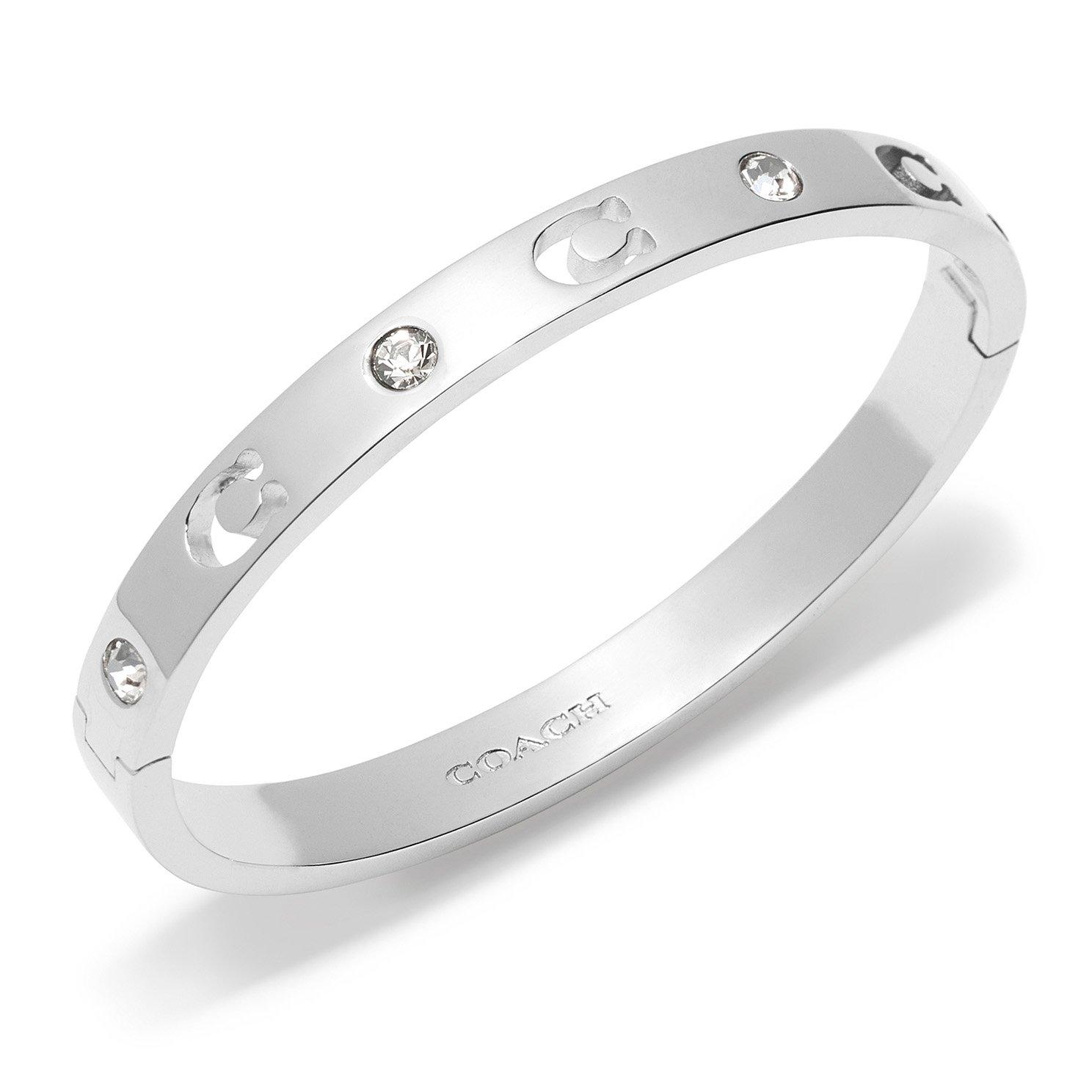 Coach Signature C Silver Cubic Zirconia Bangle