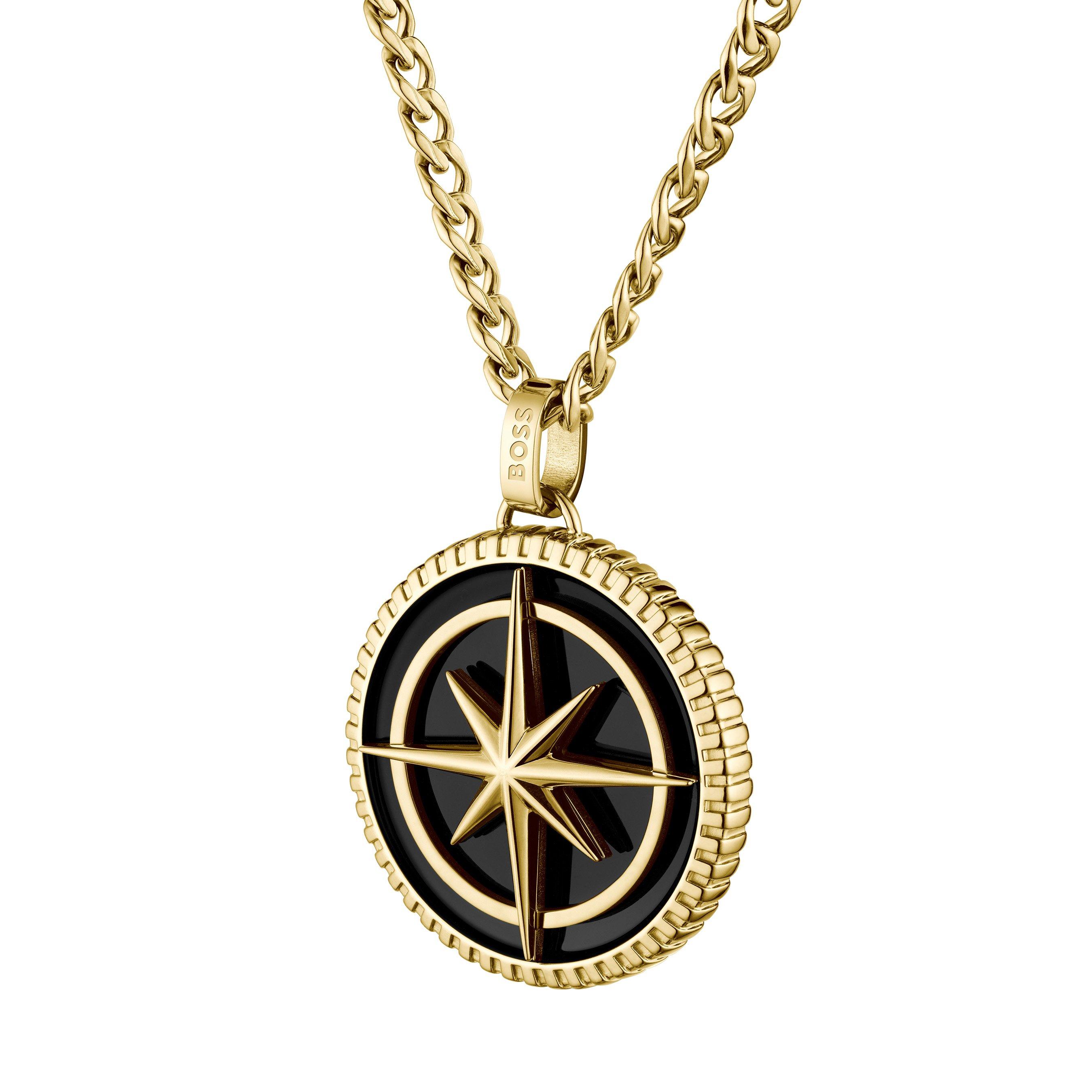 BOSS Yellow Gold Tone North Compass Pendant