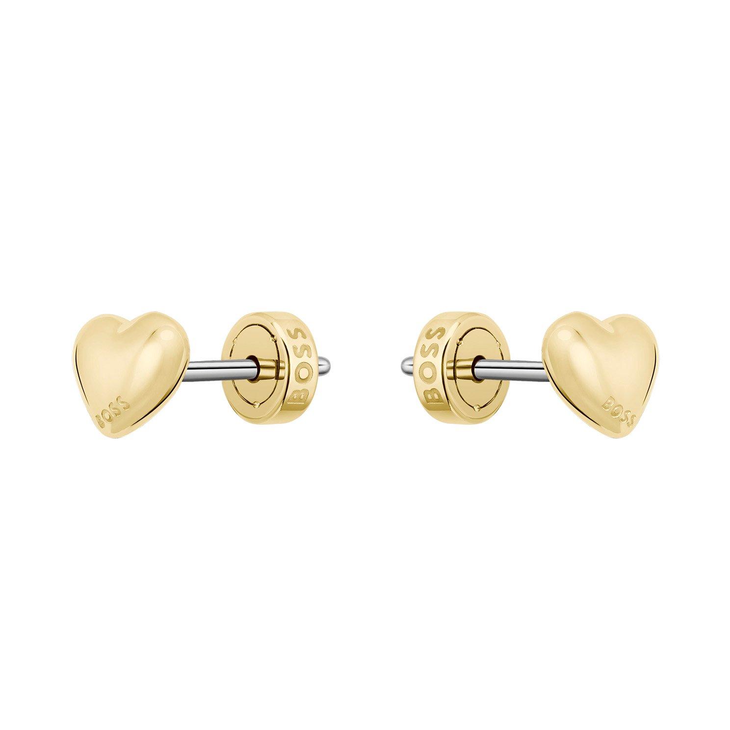 BOSS Mini Honey Hearts Yellow Gold Tone Stud Earrings