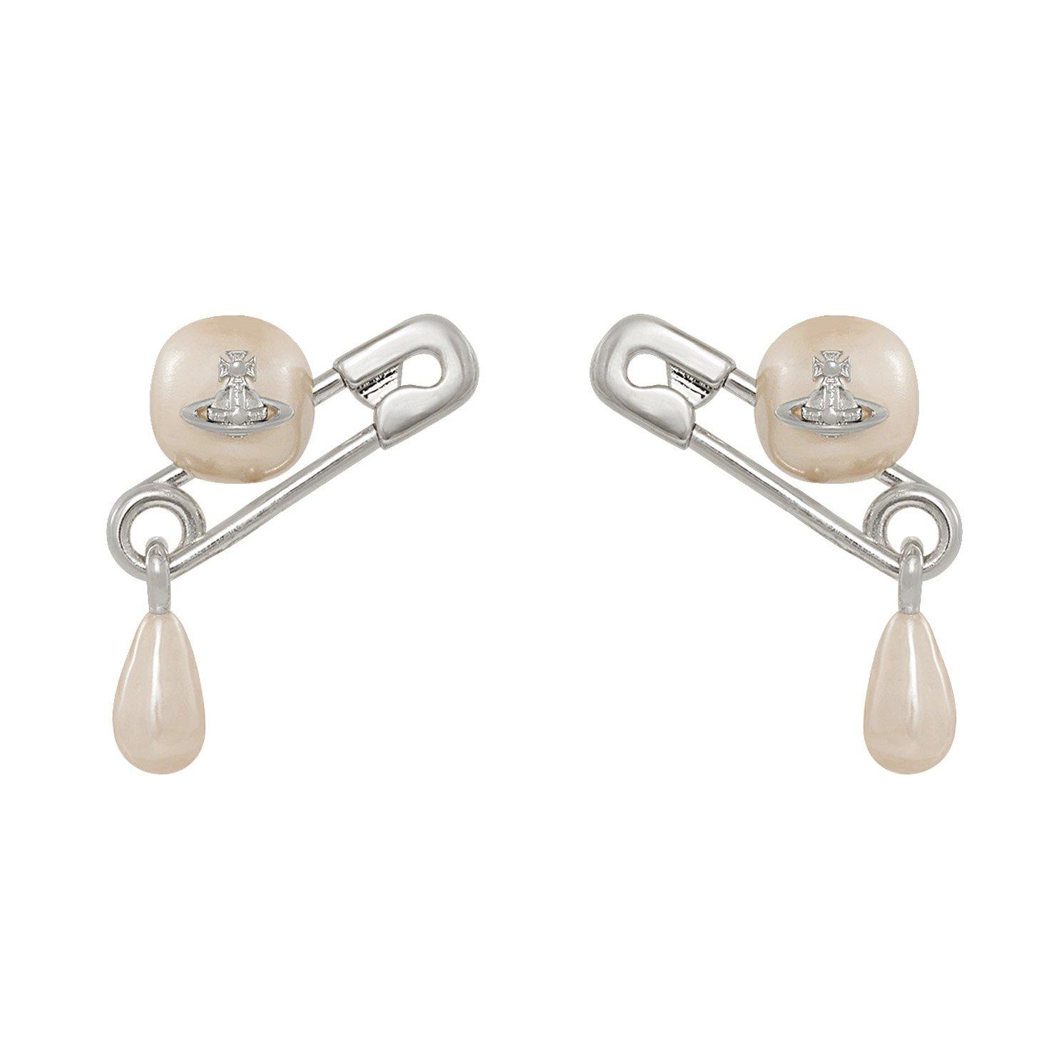 Vivienne Westwood Claude Silver Pearl Stud Earrings
