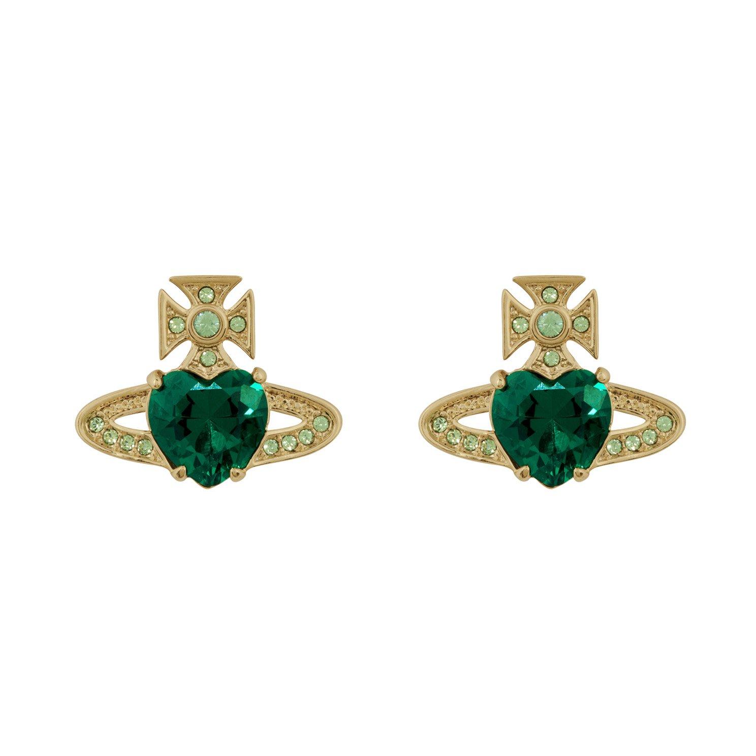 Vivienne Westwood Ariella Yellow Gold Plated Cubic Zirconia Heart Stud Earrings