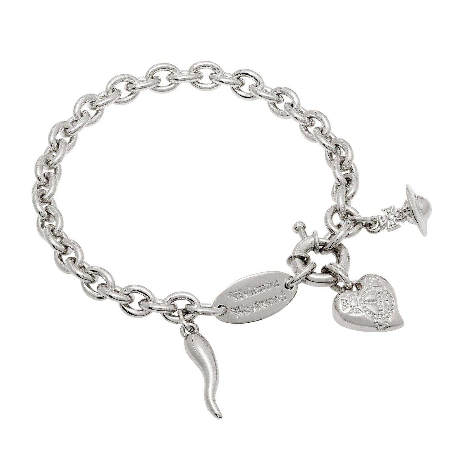 Vivienne Westwood Della Silver Tone Heart Bracelet