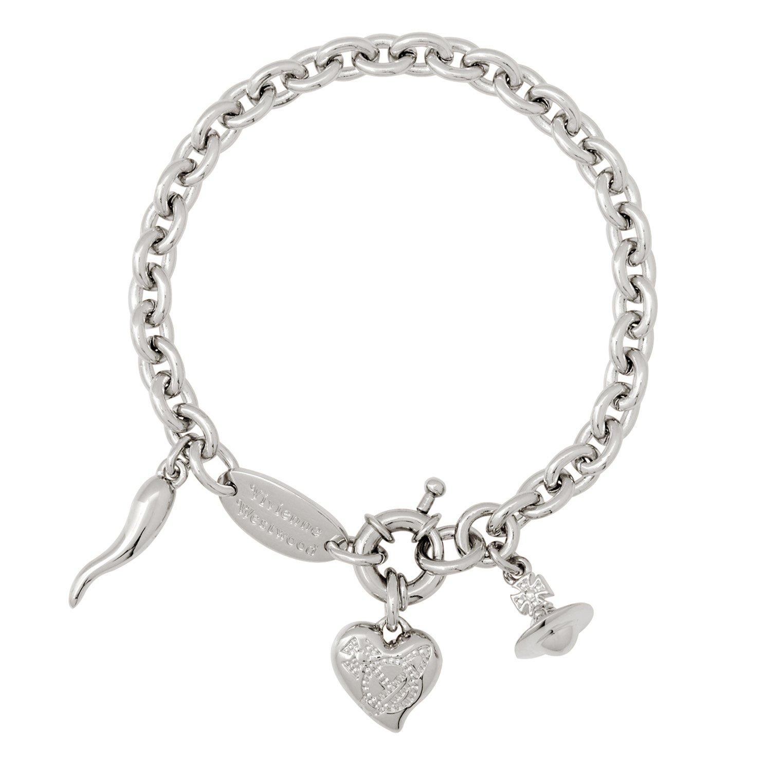Vivienne Westwood Della Silver Tone Heart Bracelet