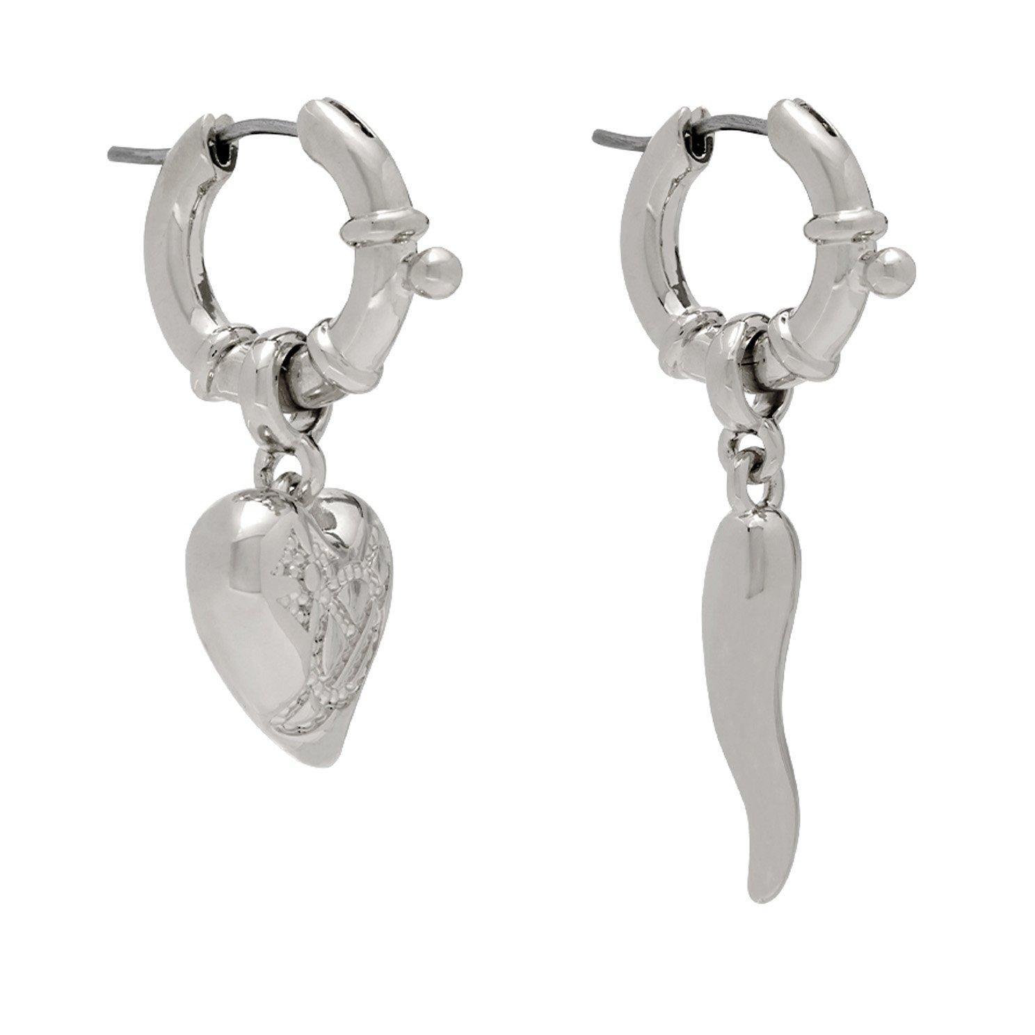 Vivienne Westwood Della Silver Tone Heart Hoop Earrings