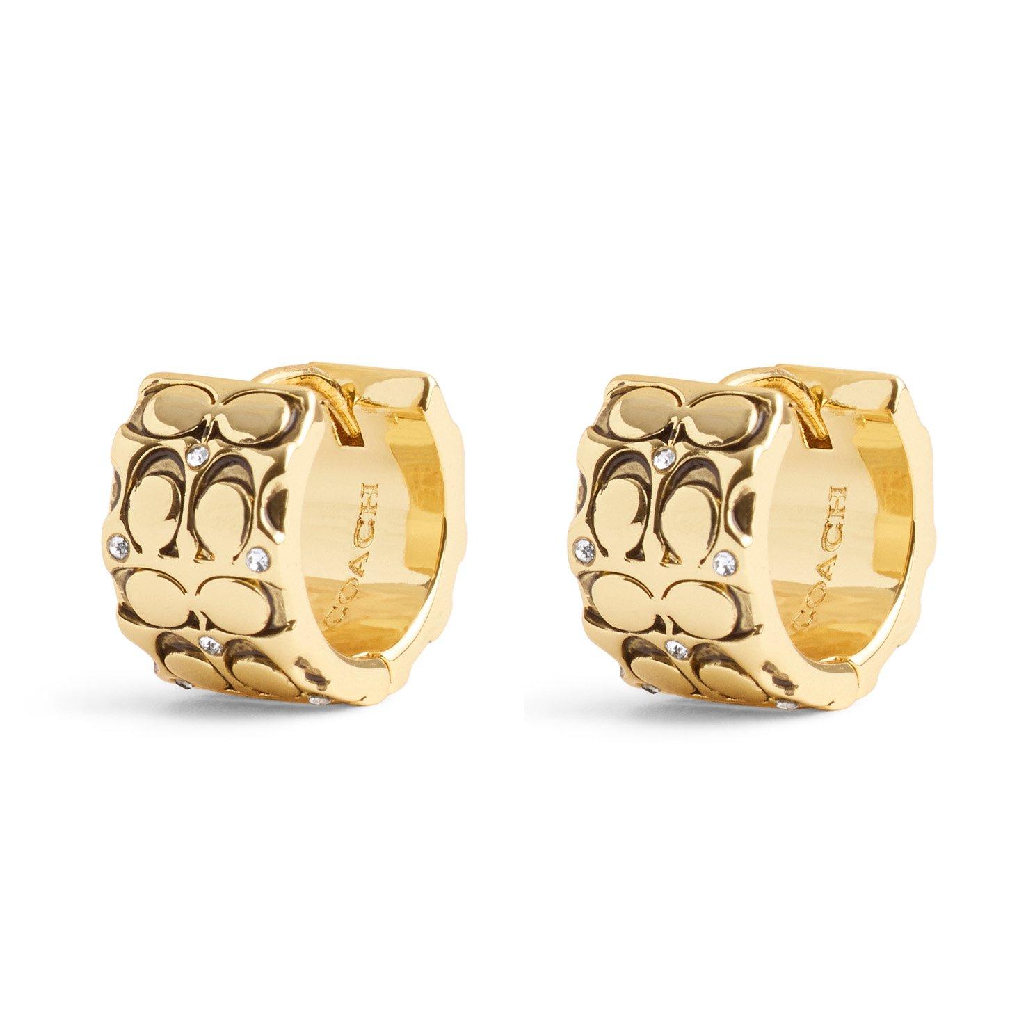 Coach Yellow Gold Tone Huggie Hoop Earrings