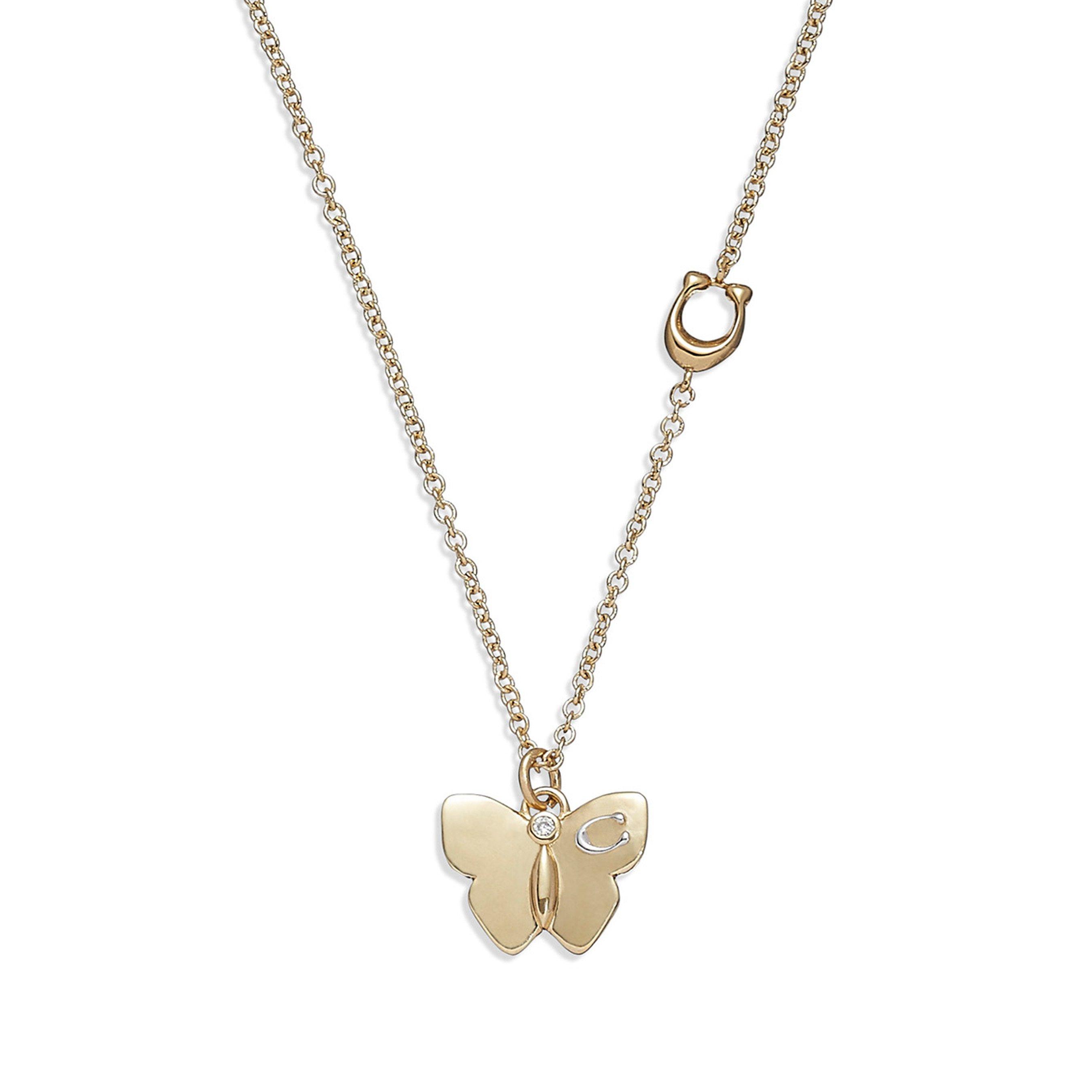 Coach Yellow Gold Tone Butterfly Pendant