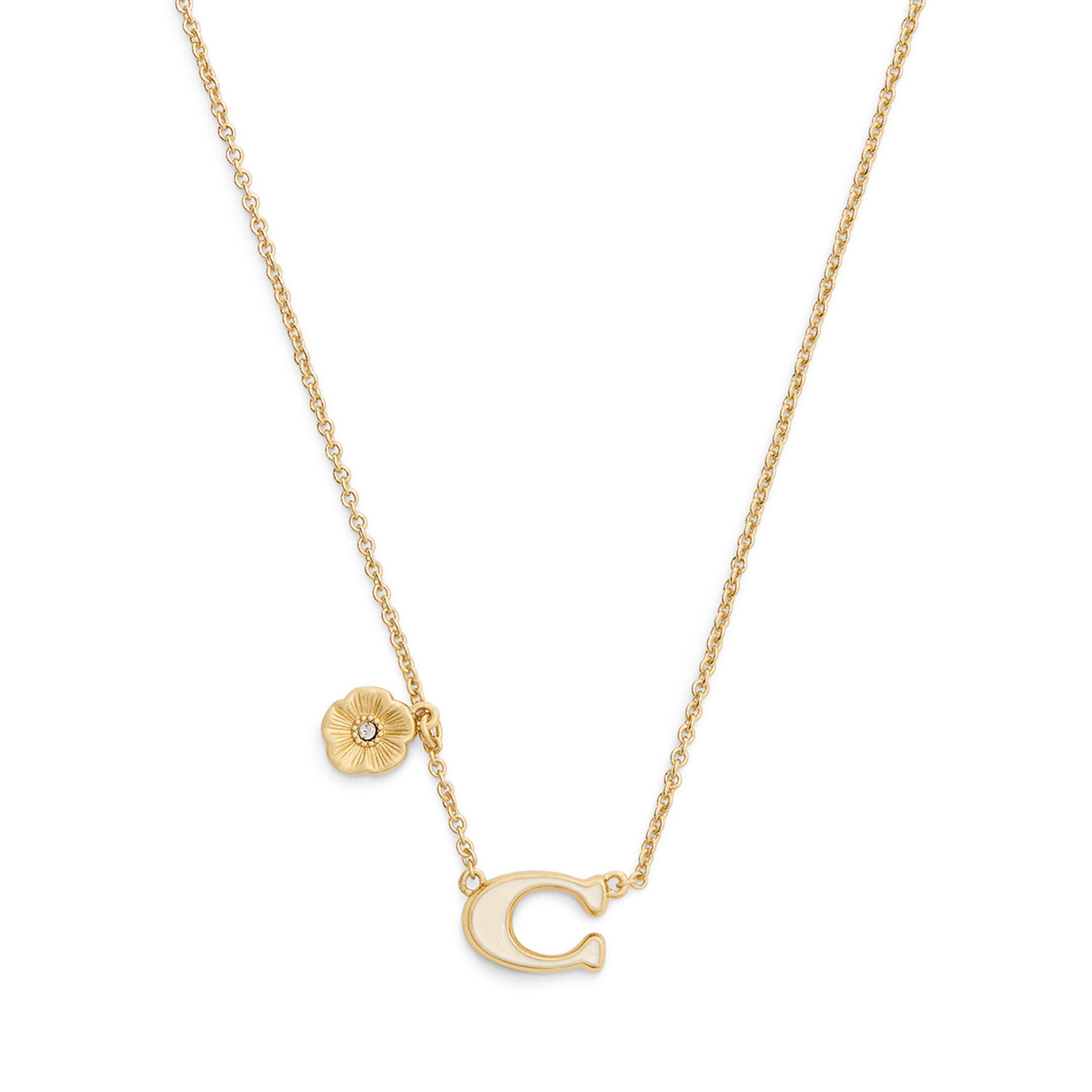 Coach Yellow Gold Tone Tearose Necklace