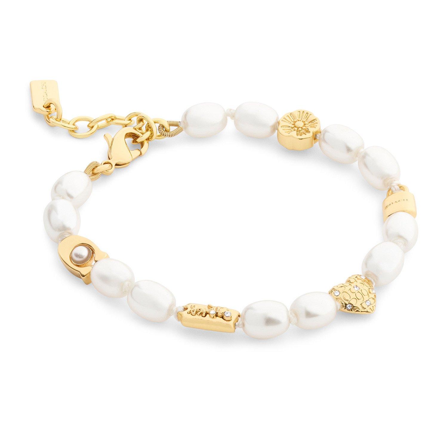 Coach Yellow Gold Tone Pearl Bracelet