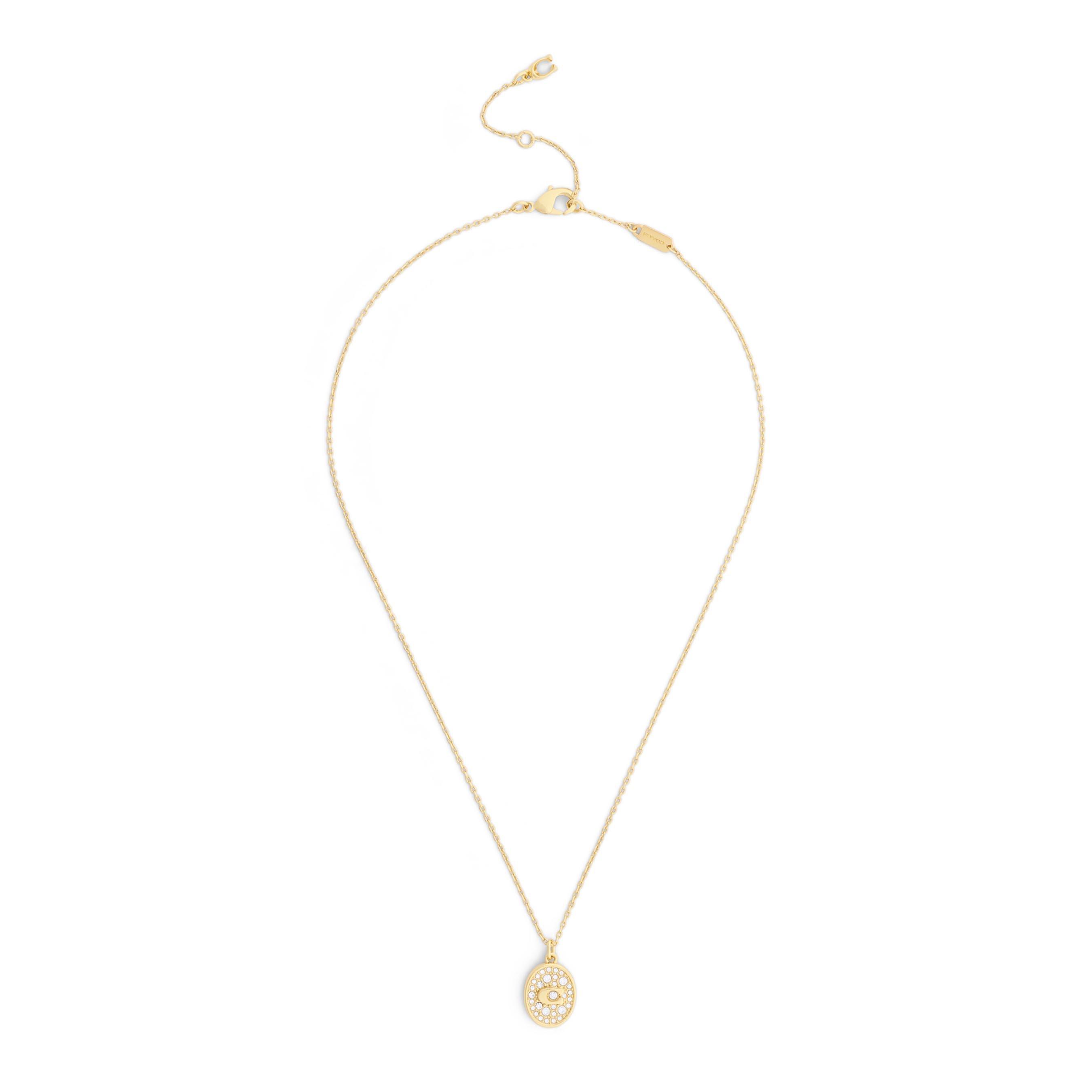 Coach Signature C Yellow Gold Tone Crystal Pendant