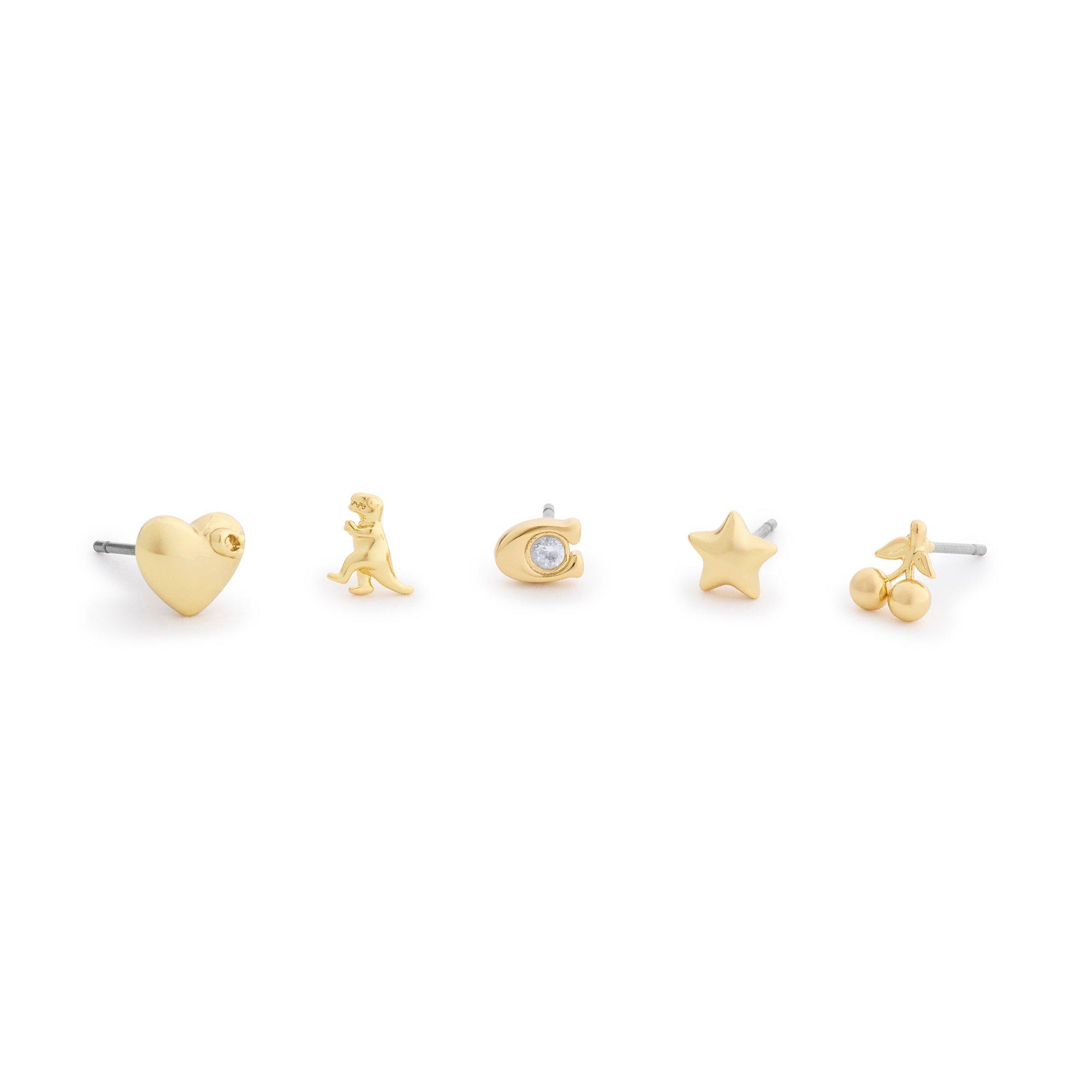Coach Yellow Gold Tone Stud Earring Set