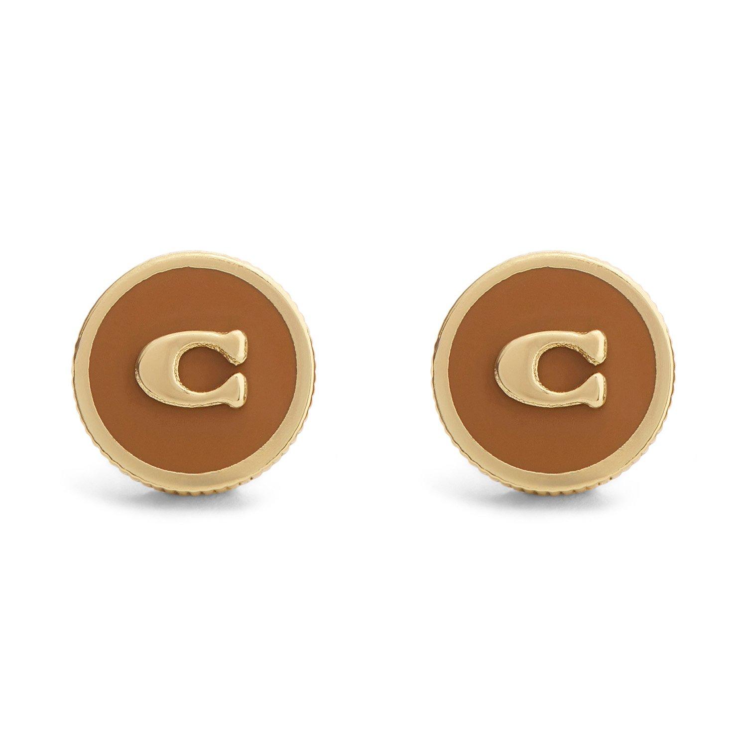 Coach Yellow Gold Tone Stud Earrings