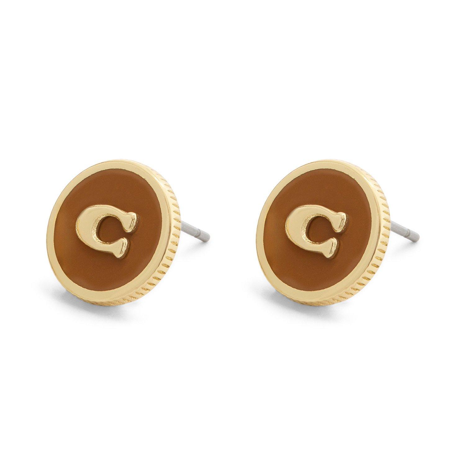 Coach Yellow Gold Tone Stud Earrings