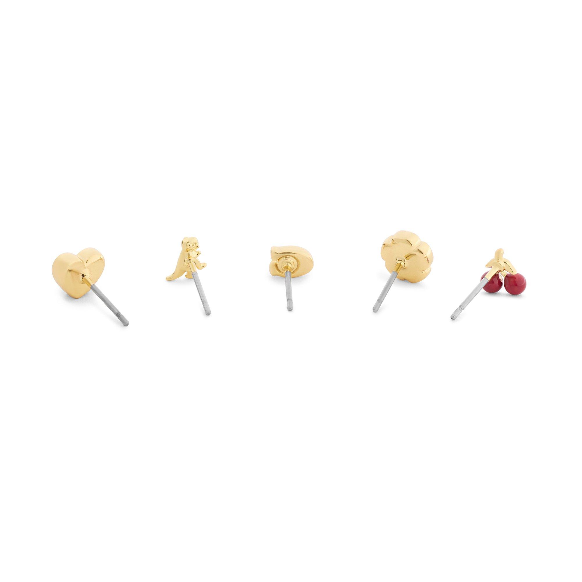 Coach Yellow Gold Tone Enamel Stud Earring Set