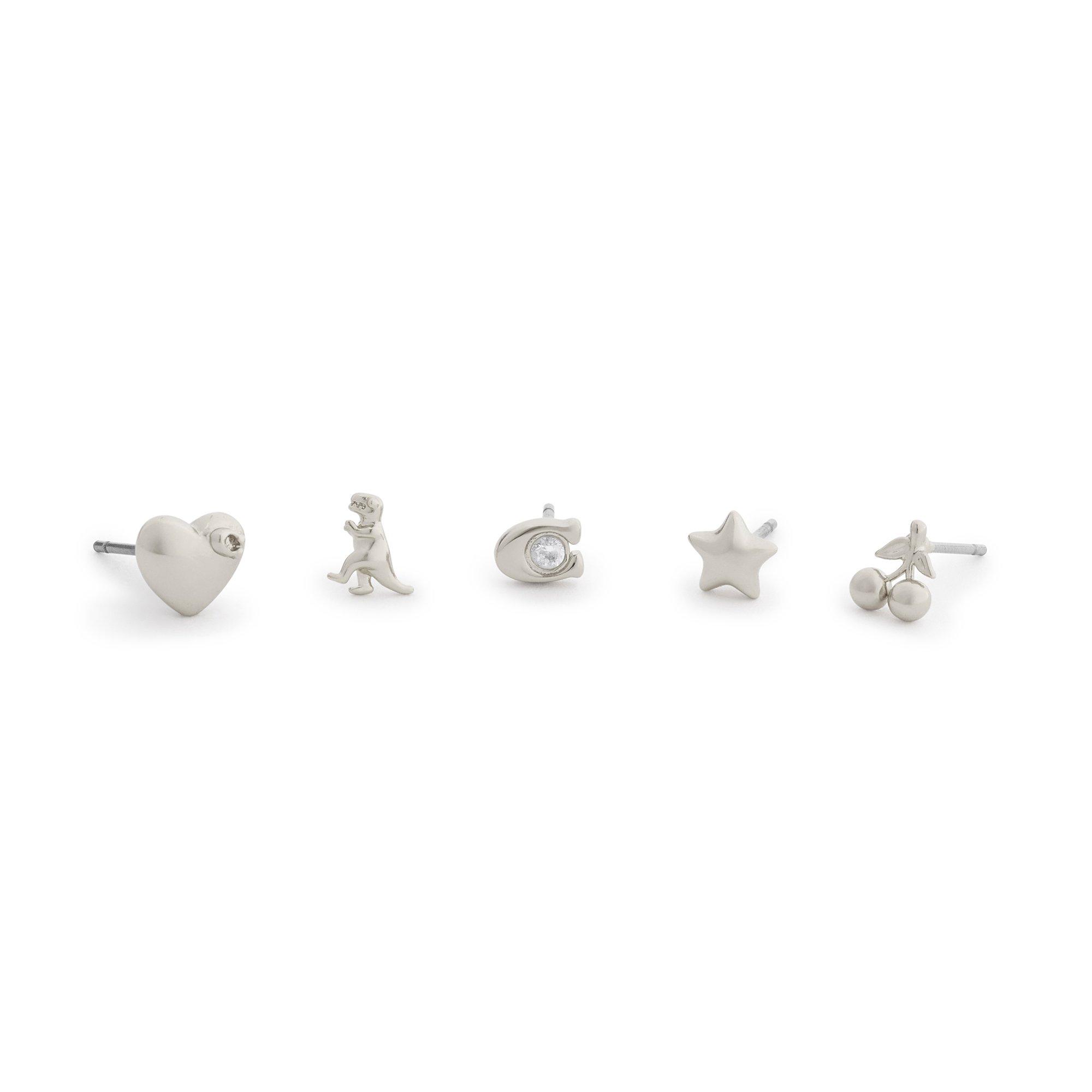 Coach Silver Tone Stud Earring Set