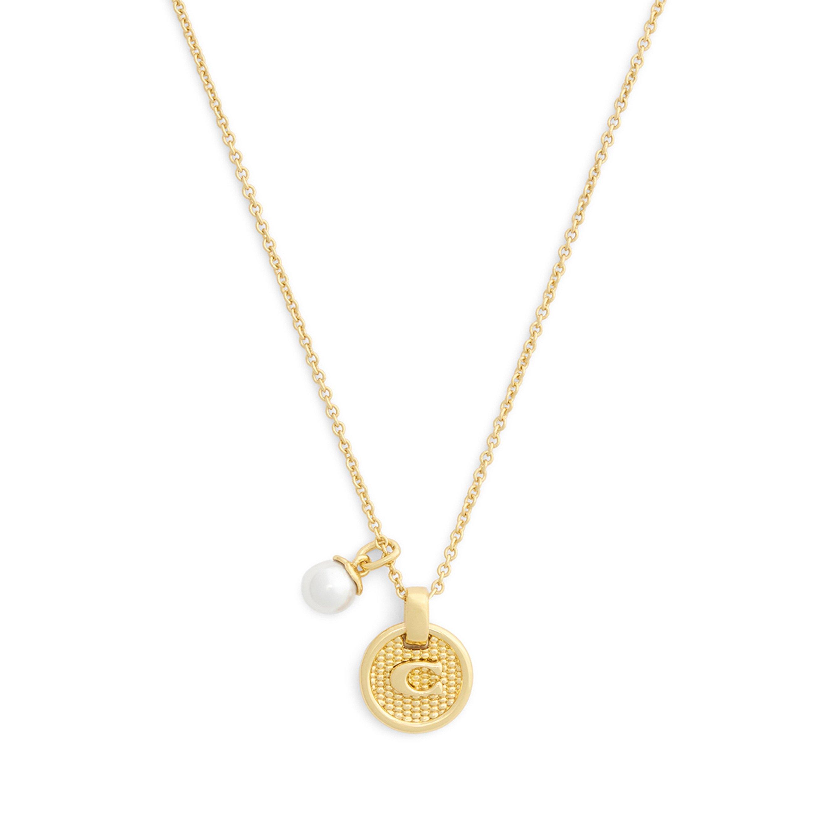 Coach Yellow Gold Tone Pearl Pendant