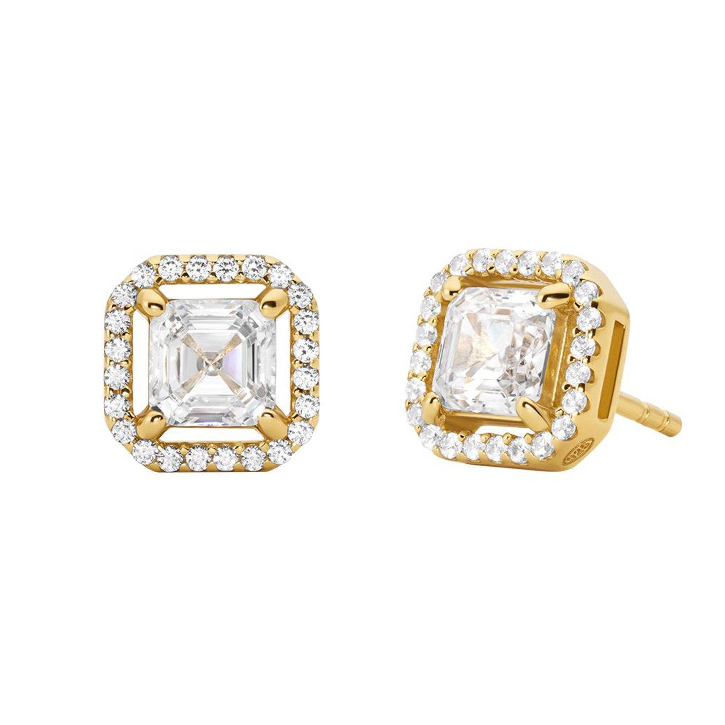 Michael Kors Brilliance Yellow Gold Tone Cubic Zirconia Stud Earrings