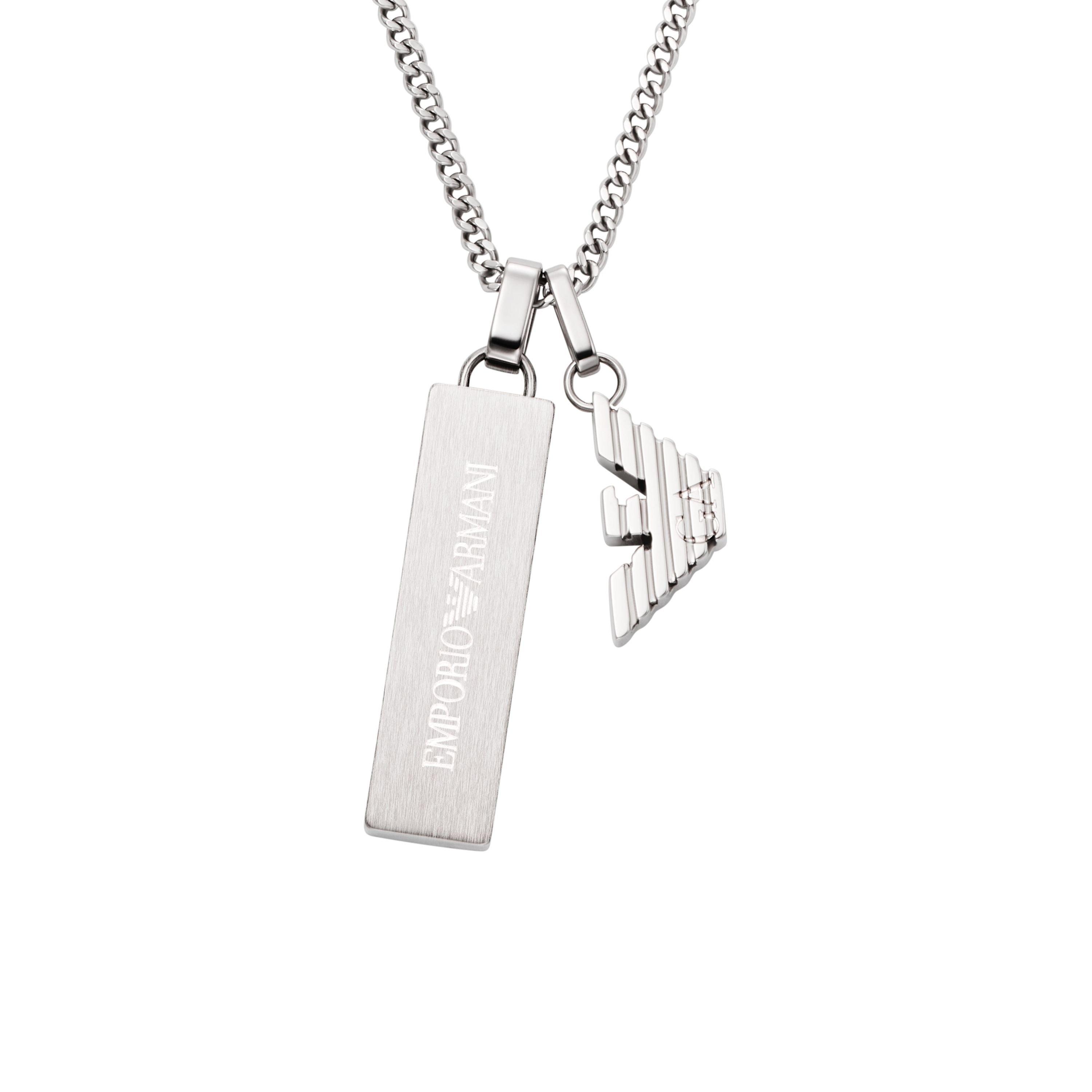 Emporio Armani Silver Men’s Dog Tag Necklace