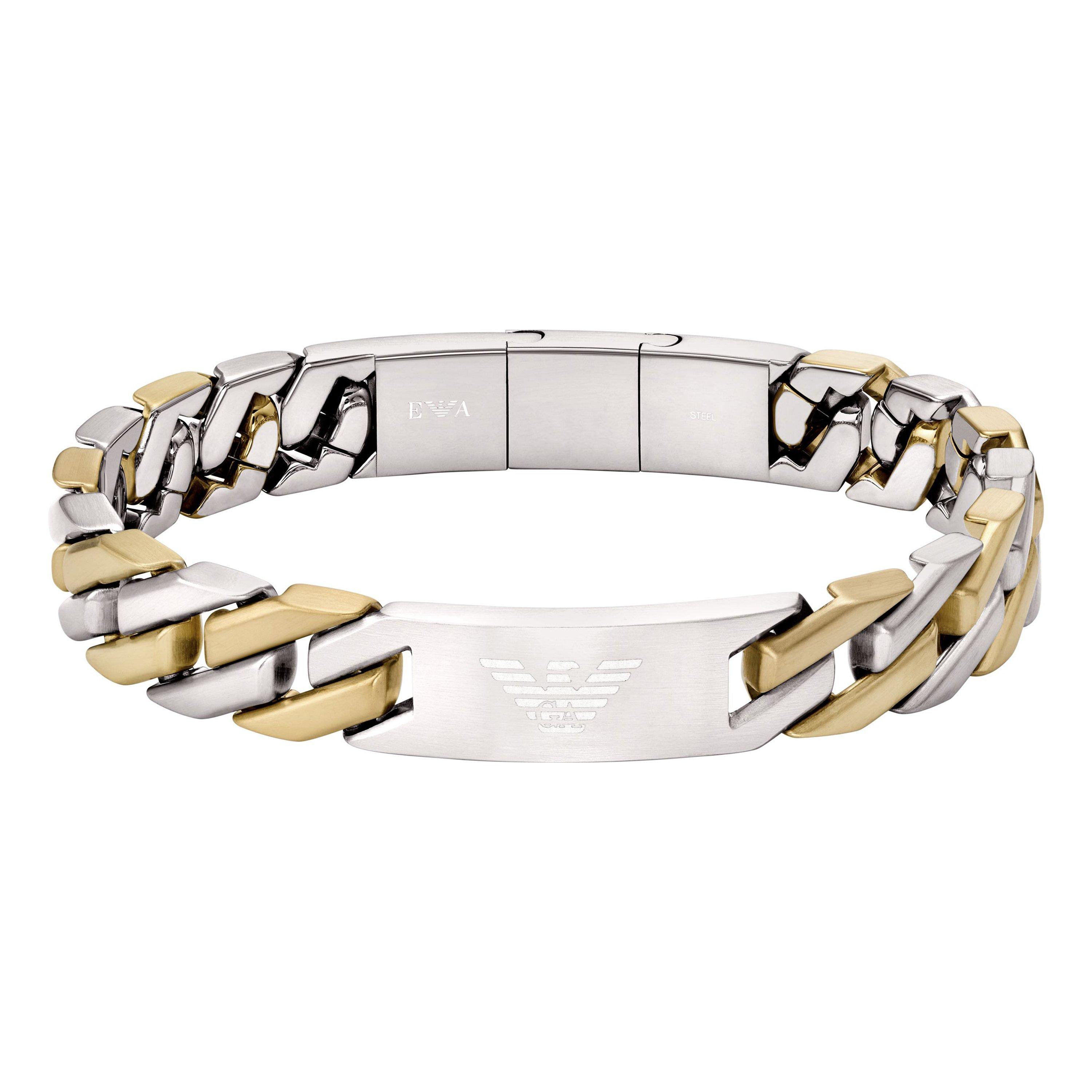 Emporio Armani ID Stainless Steel and Yellow Gold Tone Men’s Bracelet