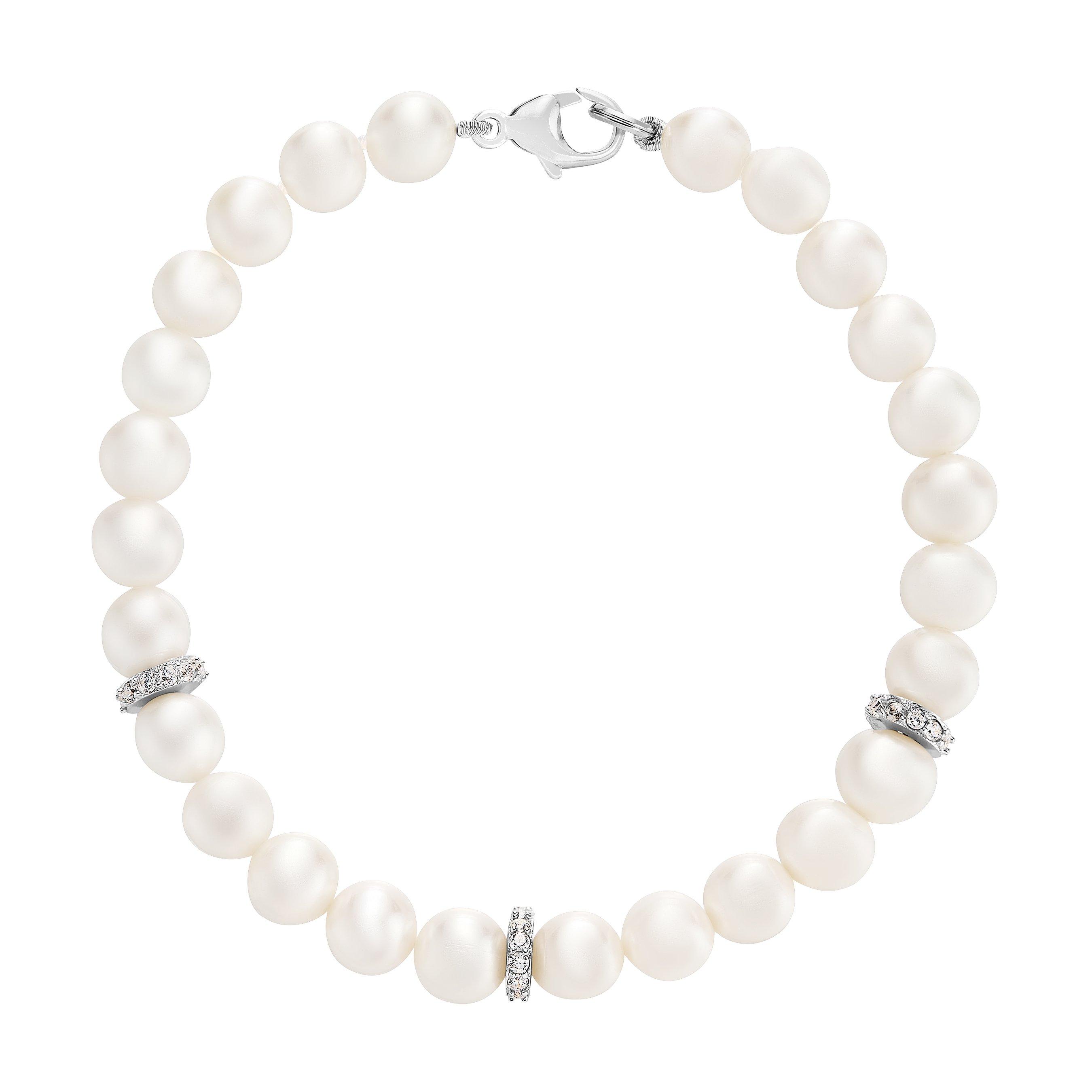 Beaverbrooks Silver Pearl Cubic Zirconia Bracelet