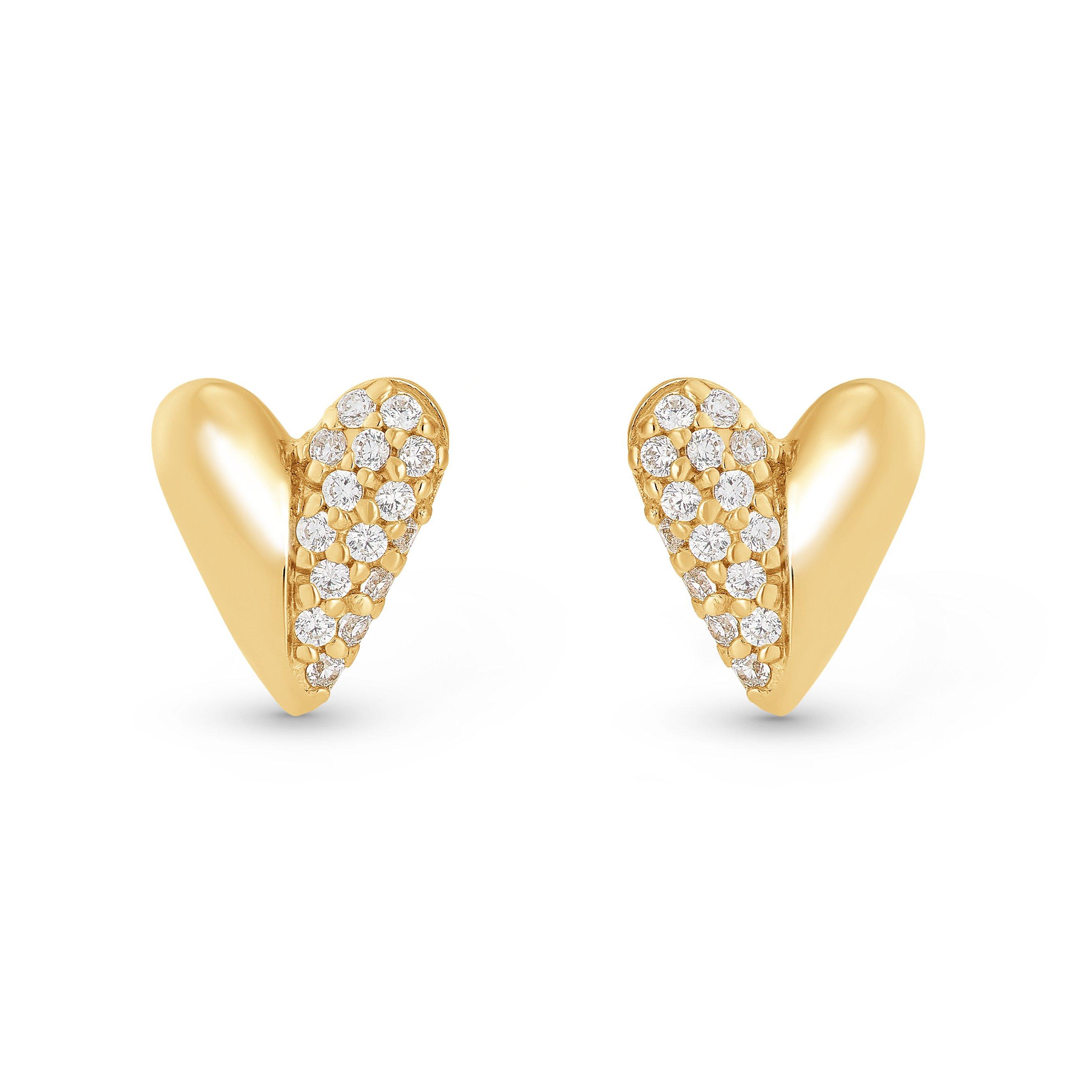 Beaverbrooks Yellow Gold Plated Cubic Zirconia Heart Stud Earrings