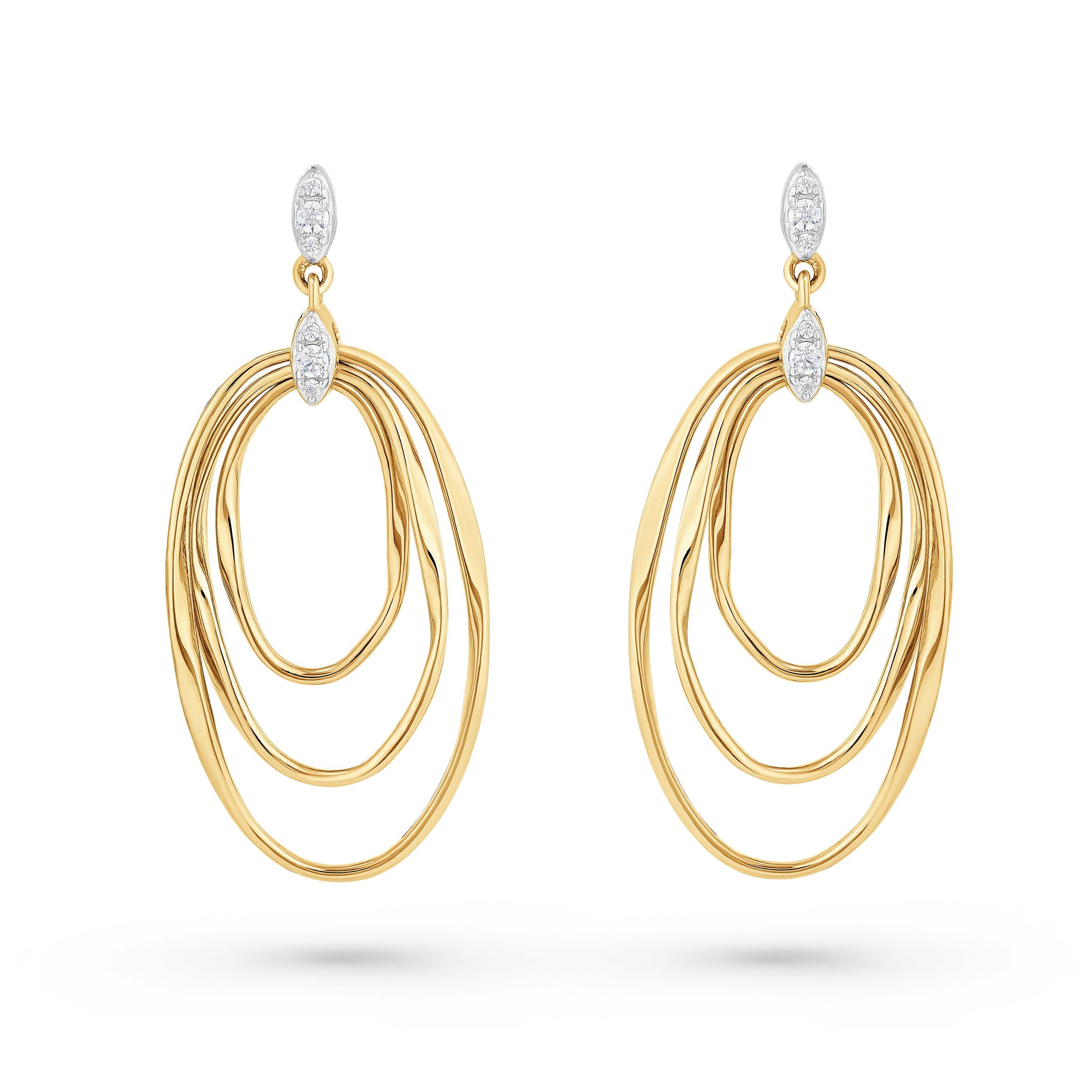 Beaverbrooks Yellow Gold Plated Cubic Zirconia Drop Earrings