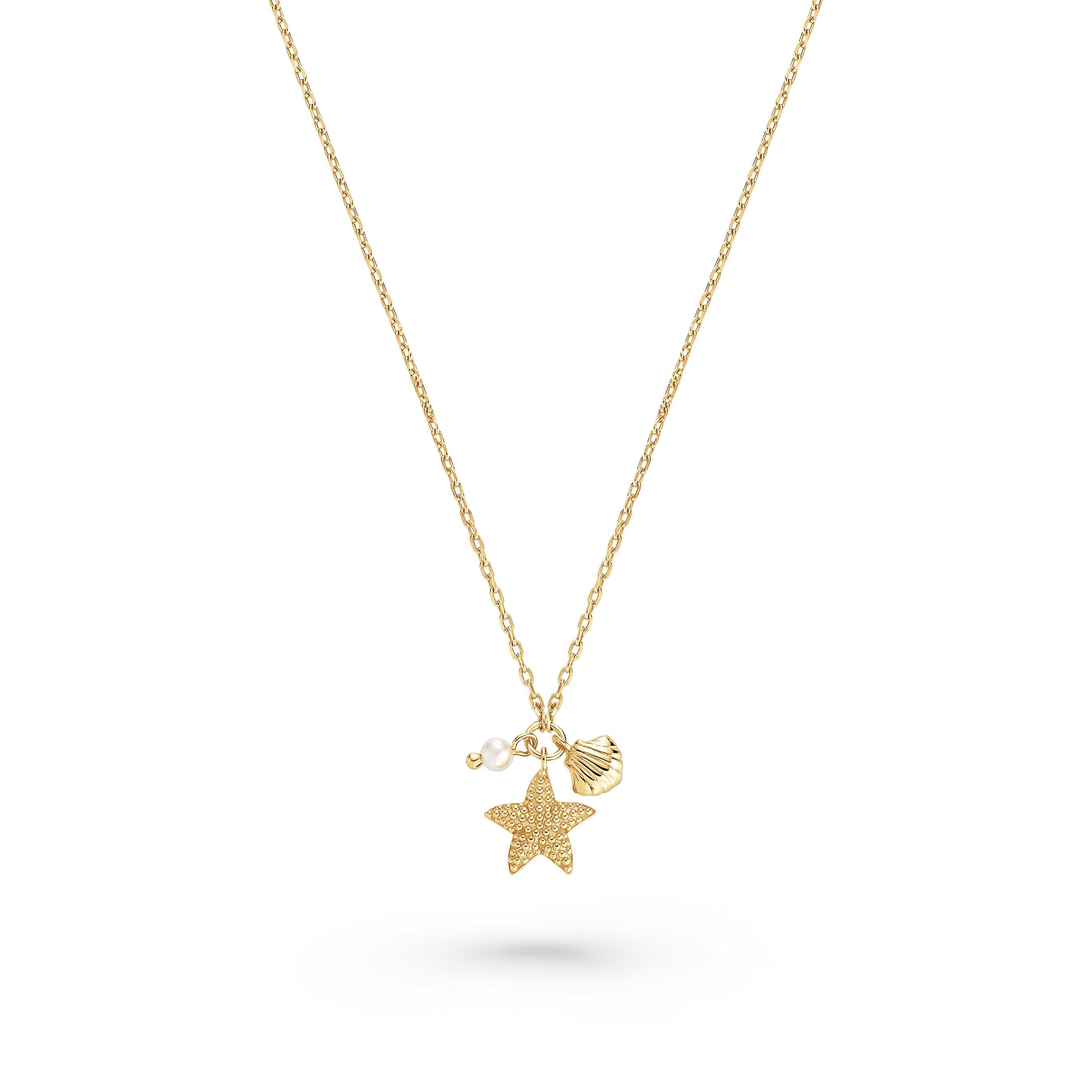 Beaverbrooks Yellow Gold Plated Pearl Starfish Necklace