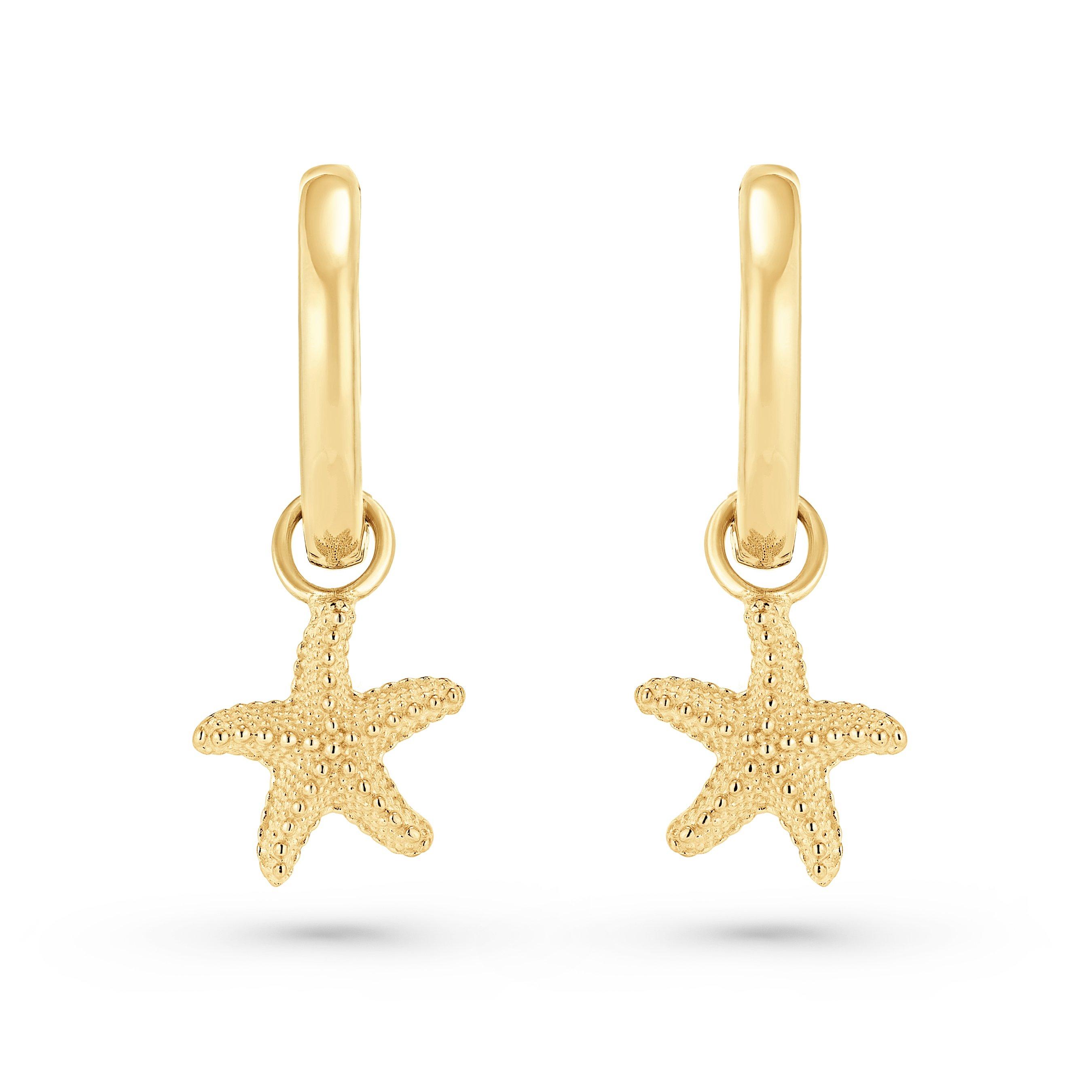 Beaverbrooks Yellow Gold Plated Starfish Hoop Earrings