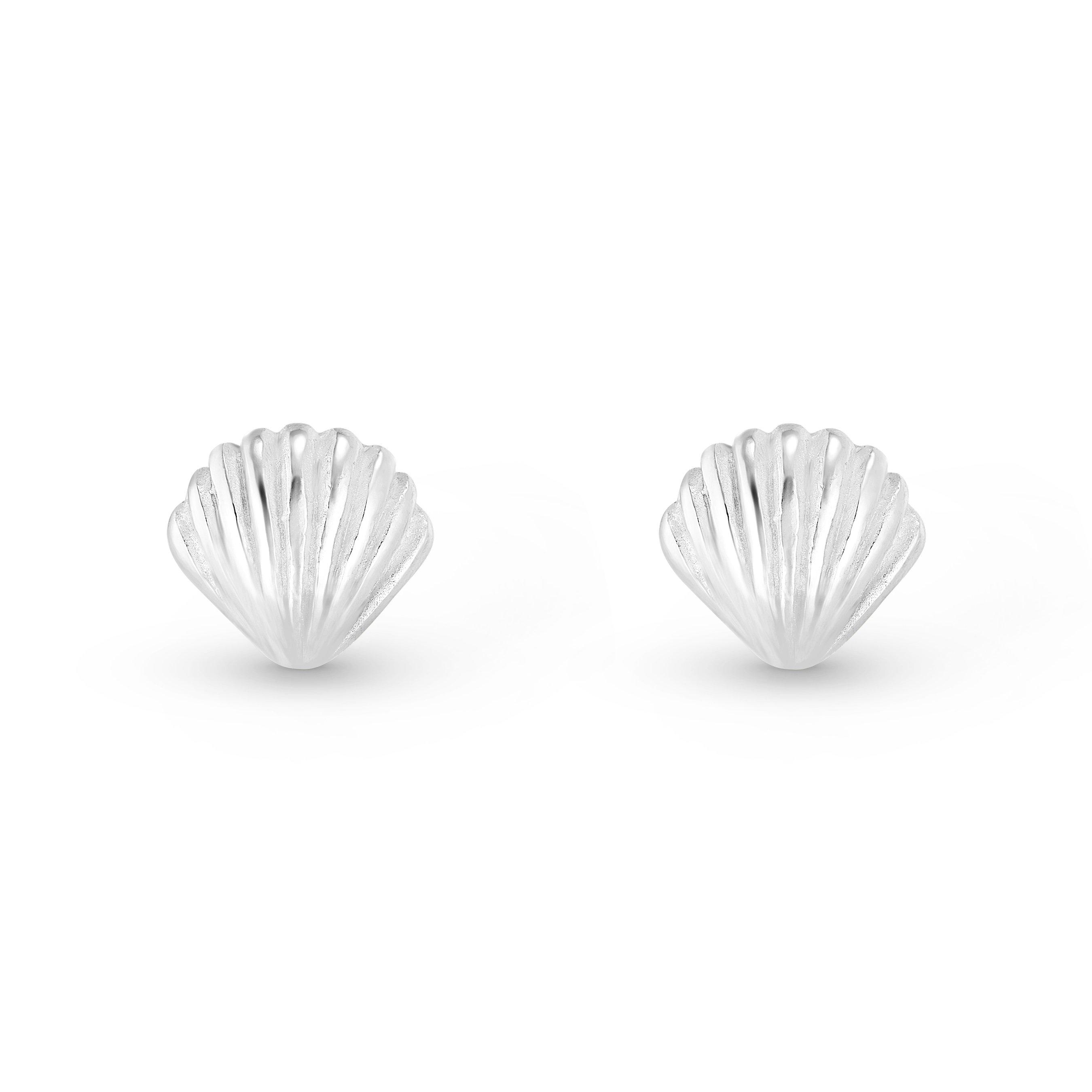 Beaverbrooks Silver Seashell Stud Earrings