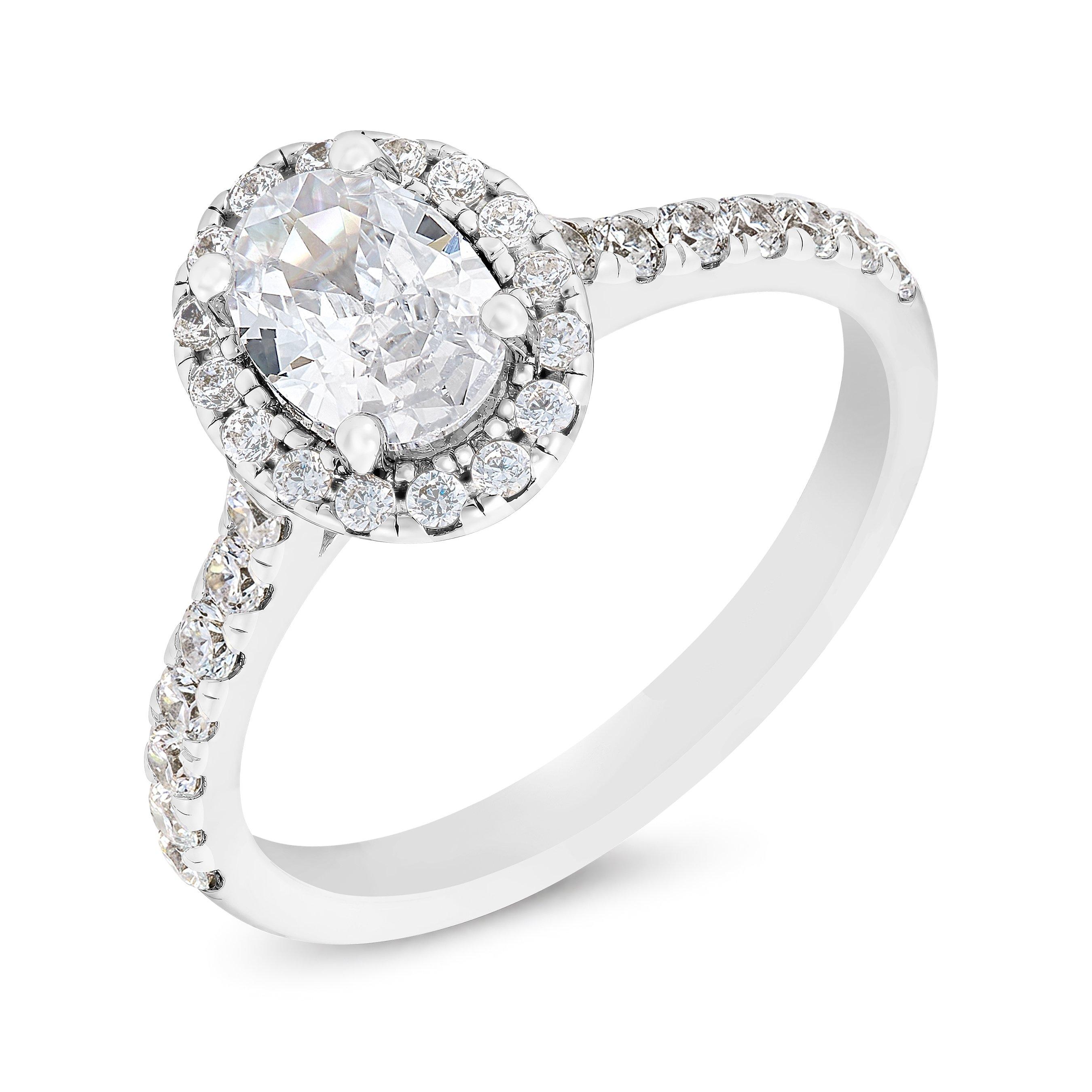 Beaverbrooks Silver Cubic Zirconia Halo Ring