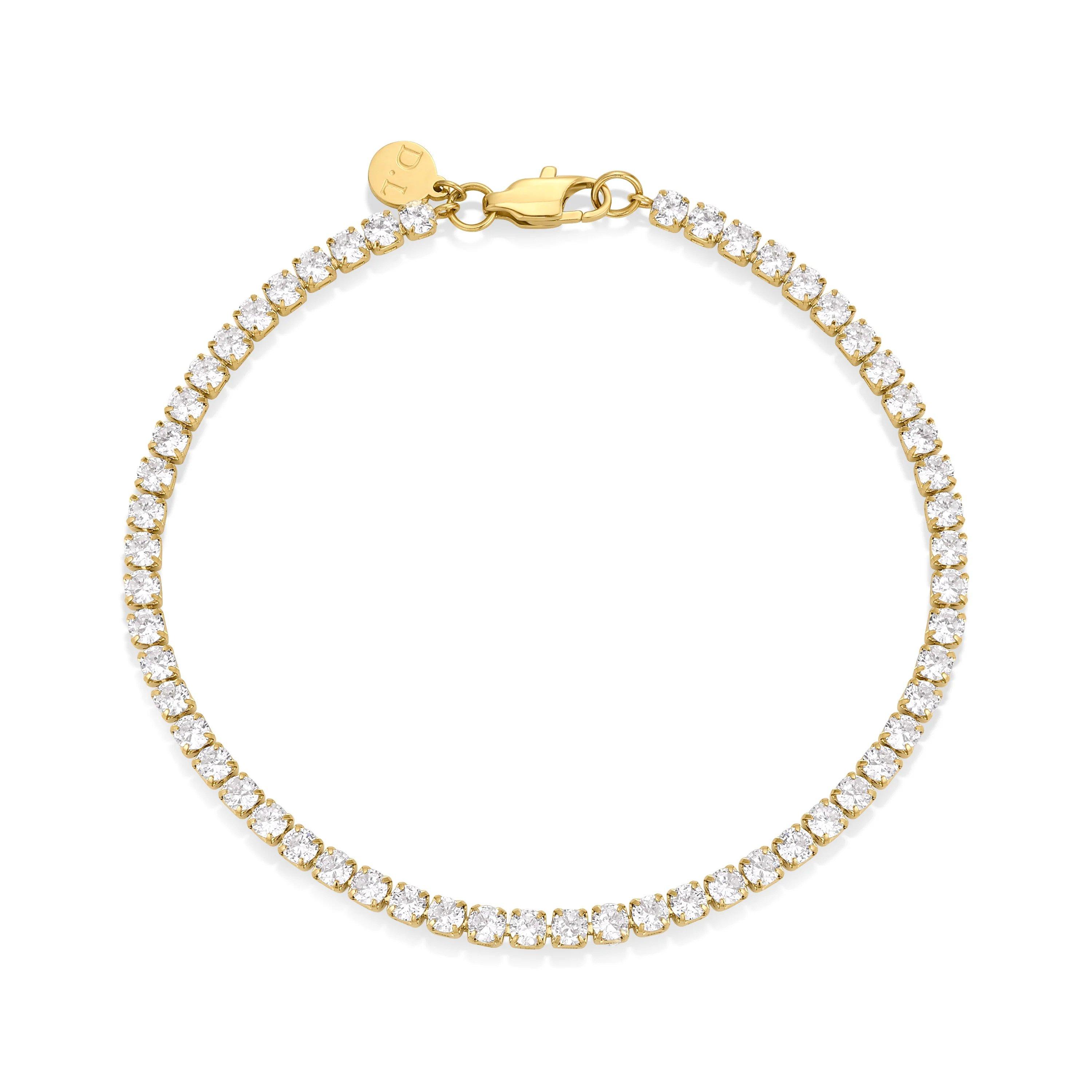 D.LOUISE 14ct Yellow Gold PVD 16.5cm Cubic Zirconia Tennis Bracelet