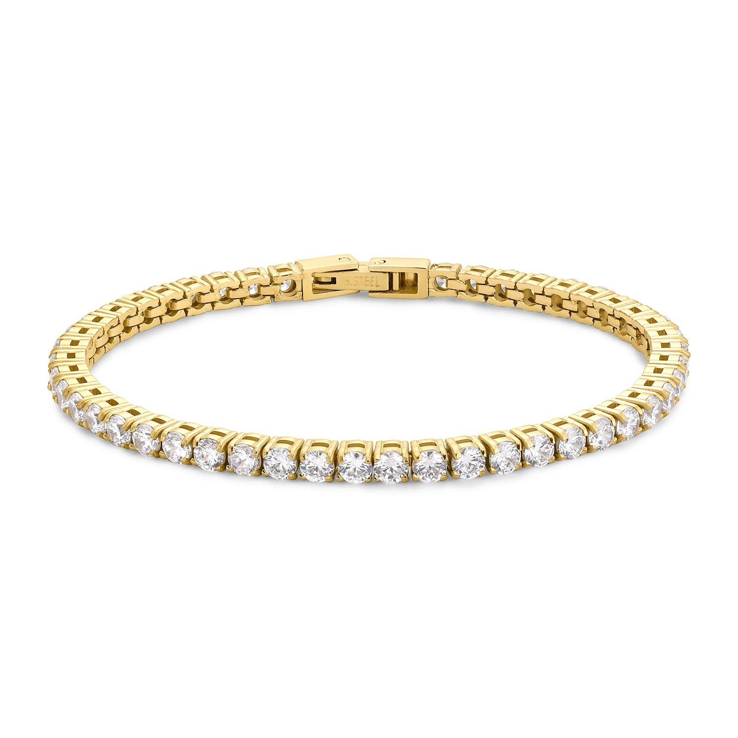 D.LOUISE 14ct Yellow Gold PVD 16cm Cubic Zirconia Tennis Bracelet